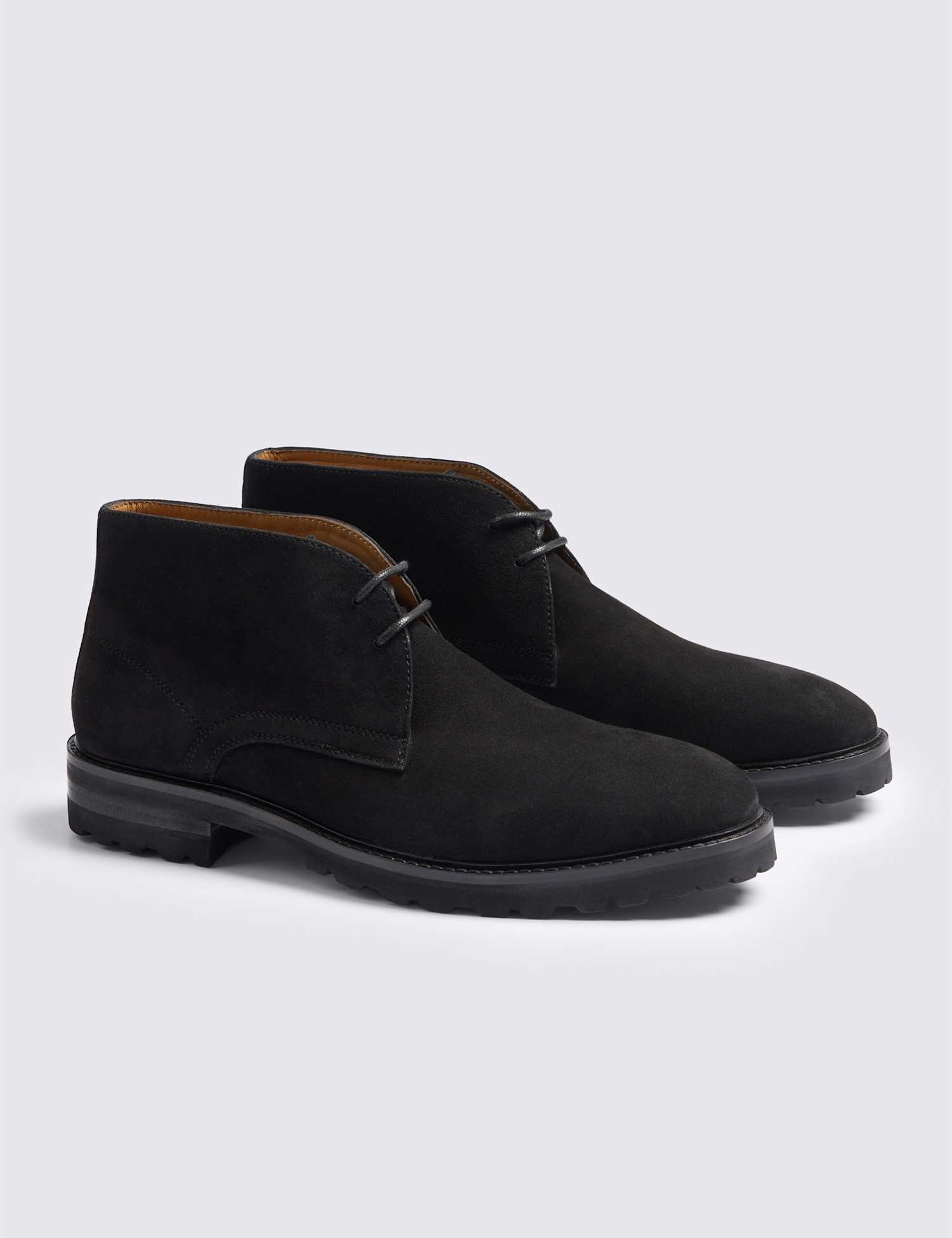 MOSS Leather Lace Up Chukka Boots Black