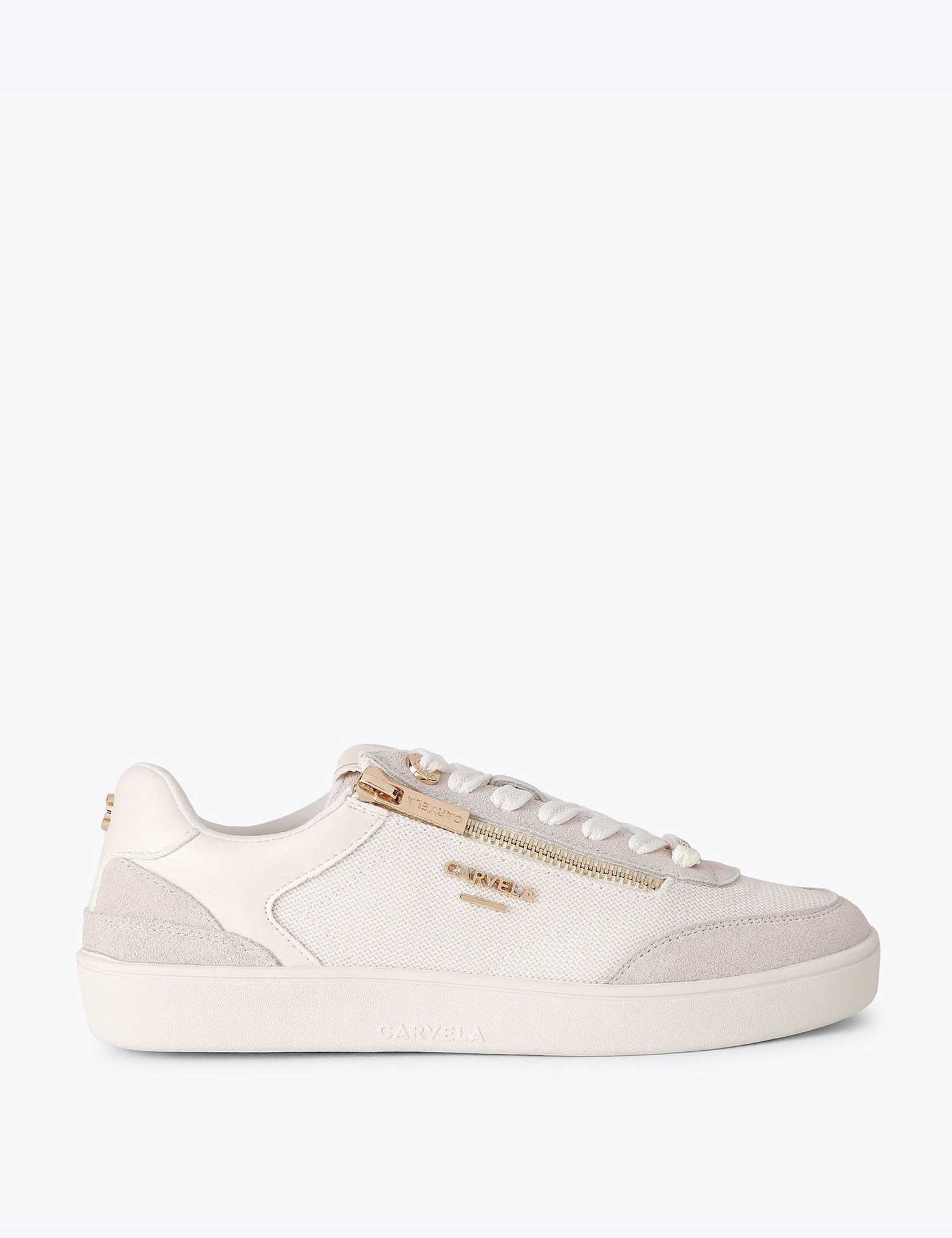 Carvela Regular Fit Suede Lace Up Trainers White