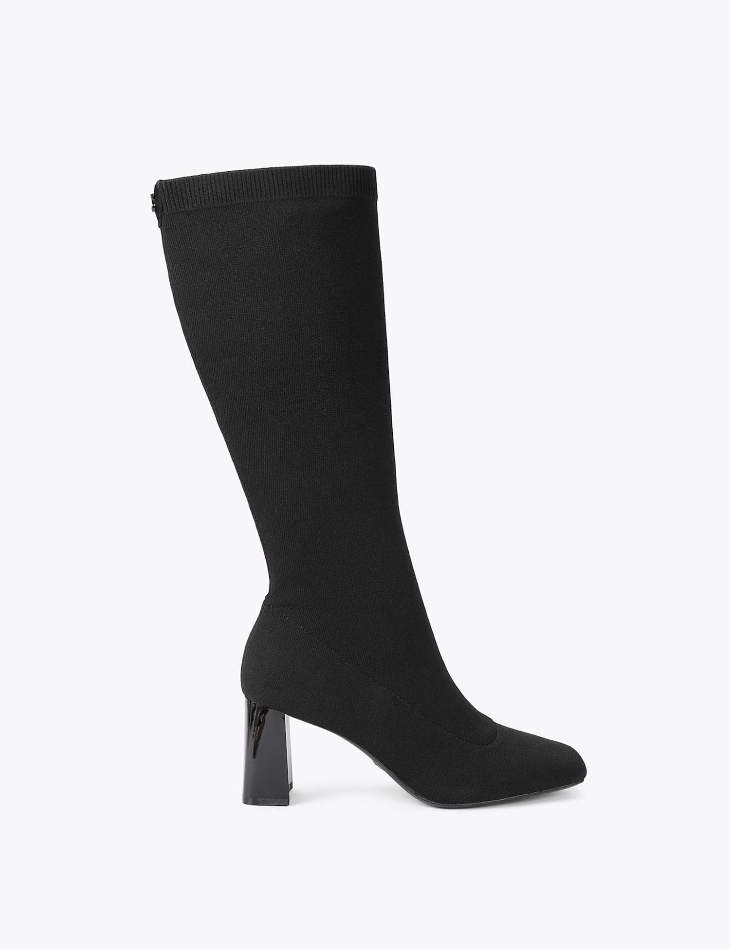 Carvela Block Heel Pull On Knee High Boots Black