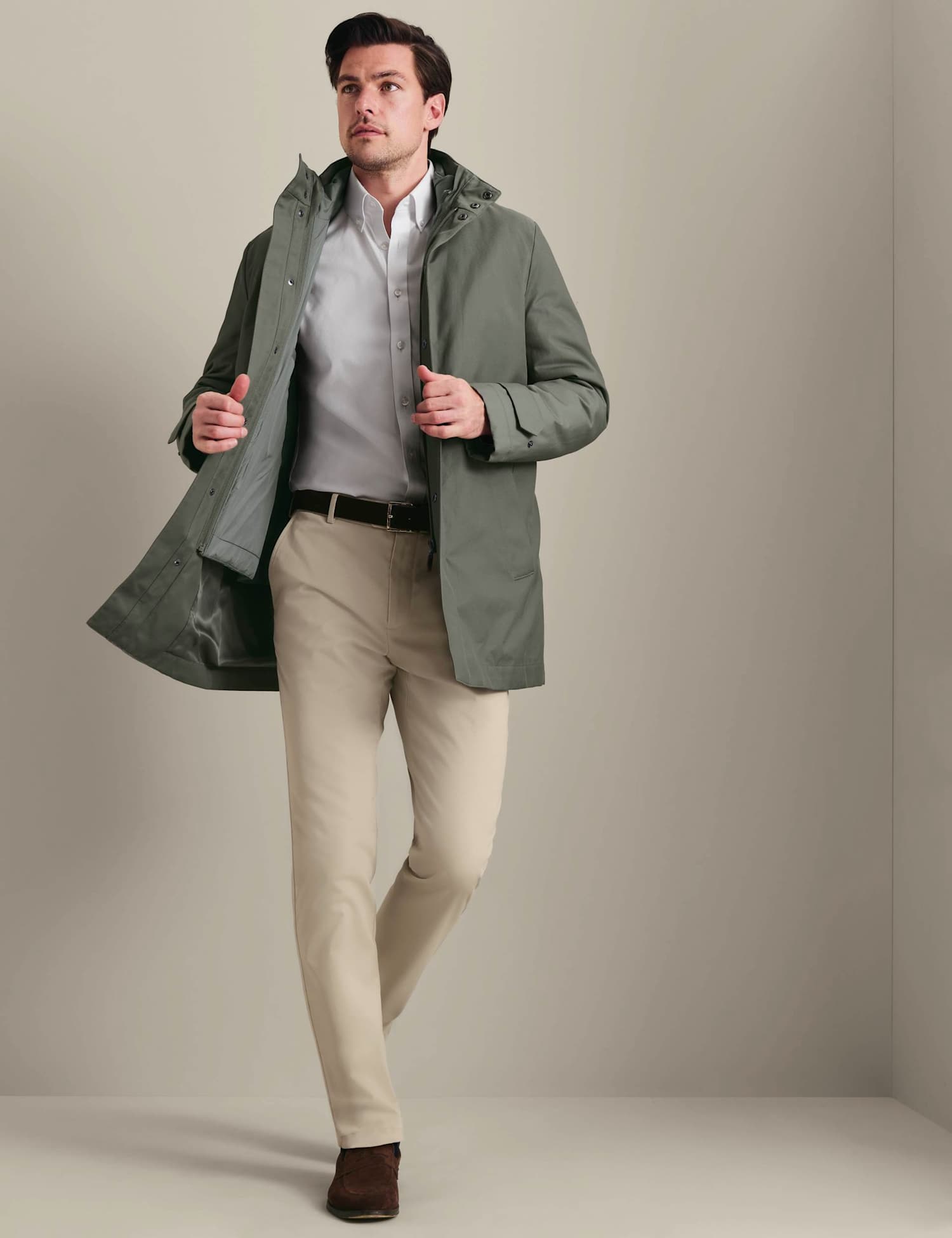 Charles Tyrwhitt Cotton Rich Collared 3 In 1 Mac Sage
