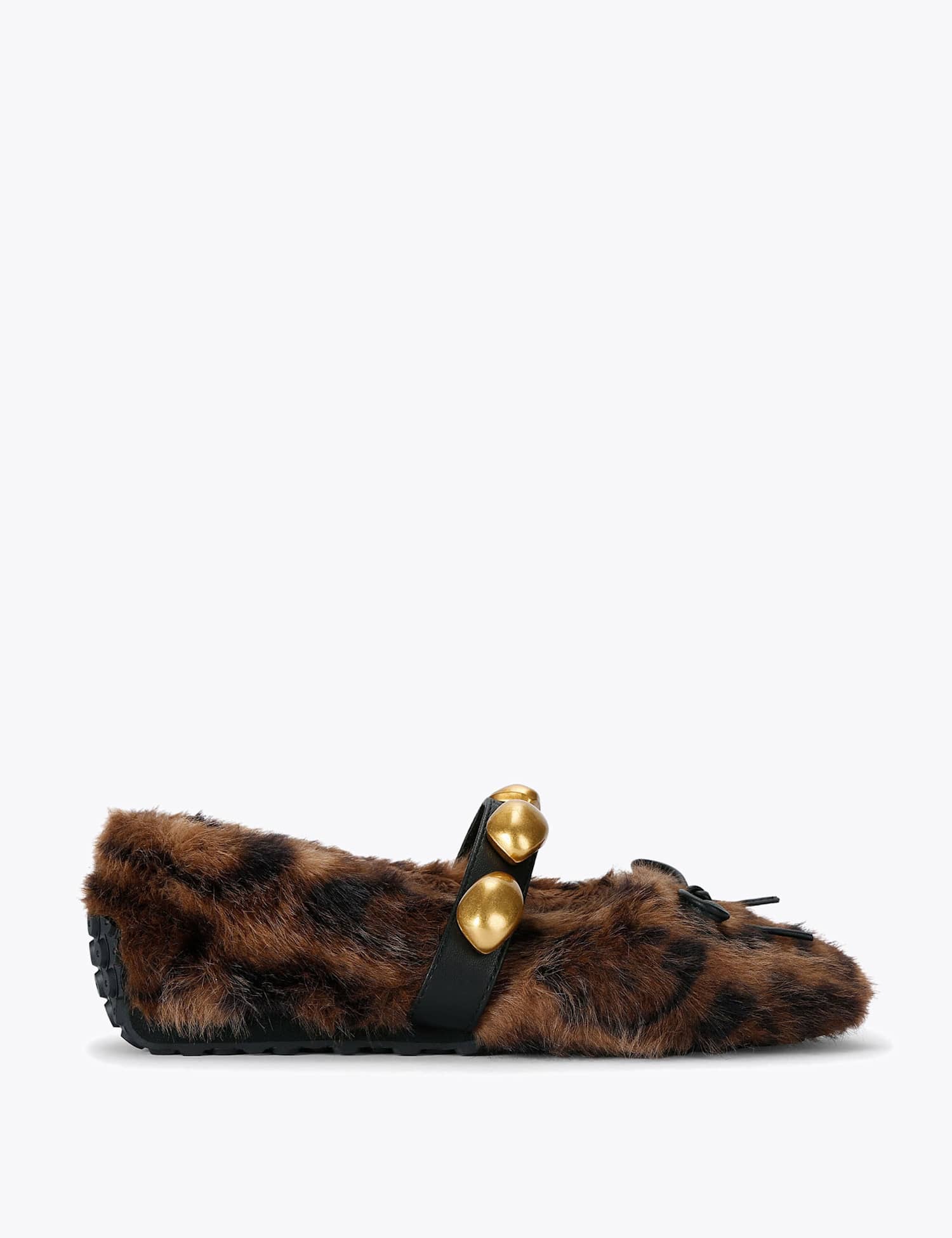 Steve Madden Toasted Leopard Print Faux Fur Buckle Pump Slippers Brown