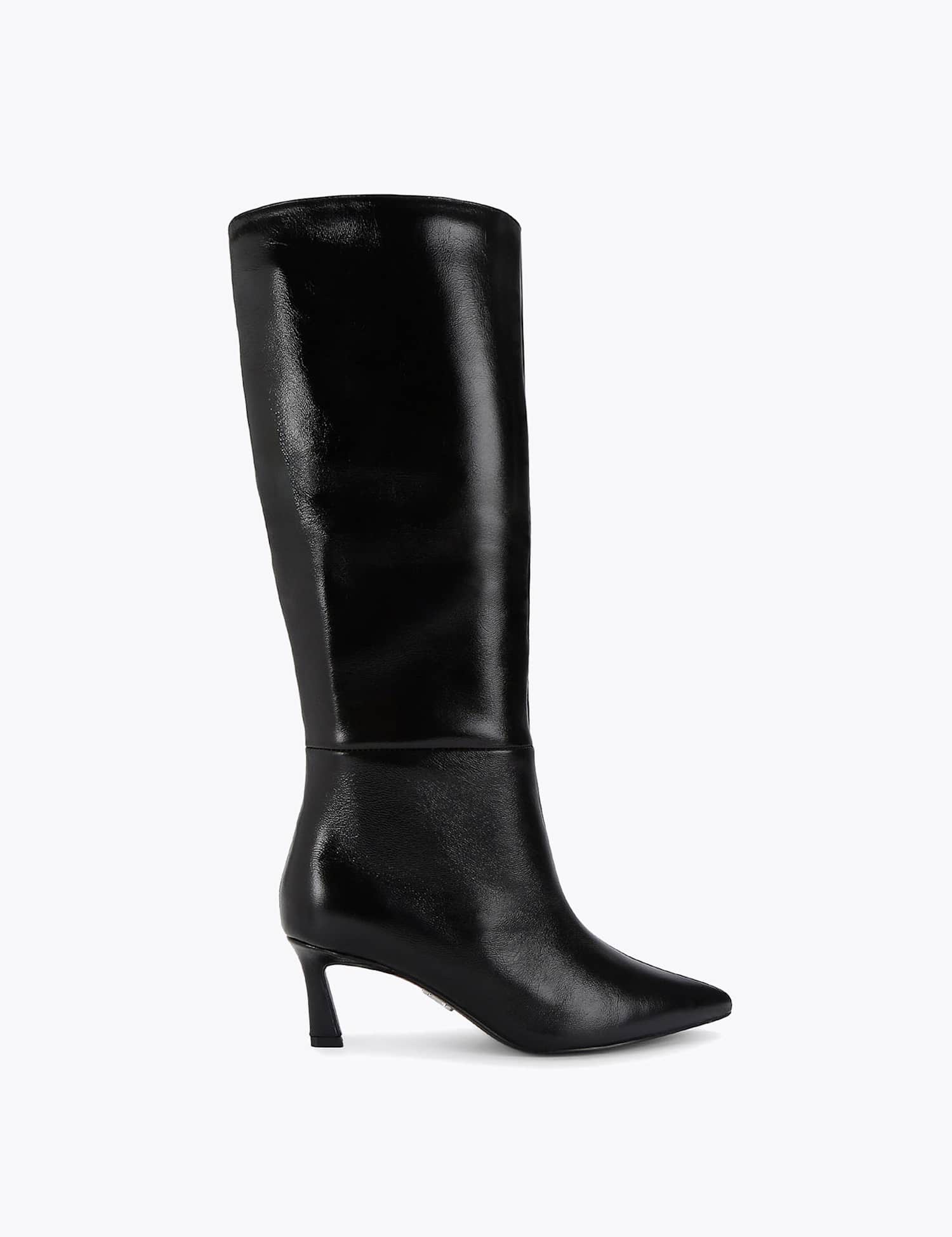 Steve Madden Lavan Leather Stiletto Heel Knee High Boots Black