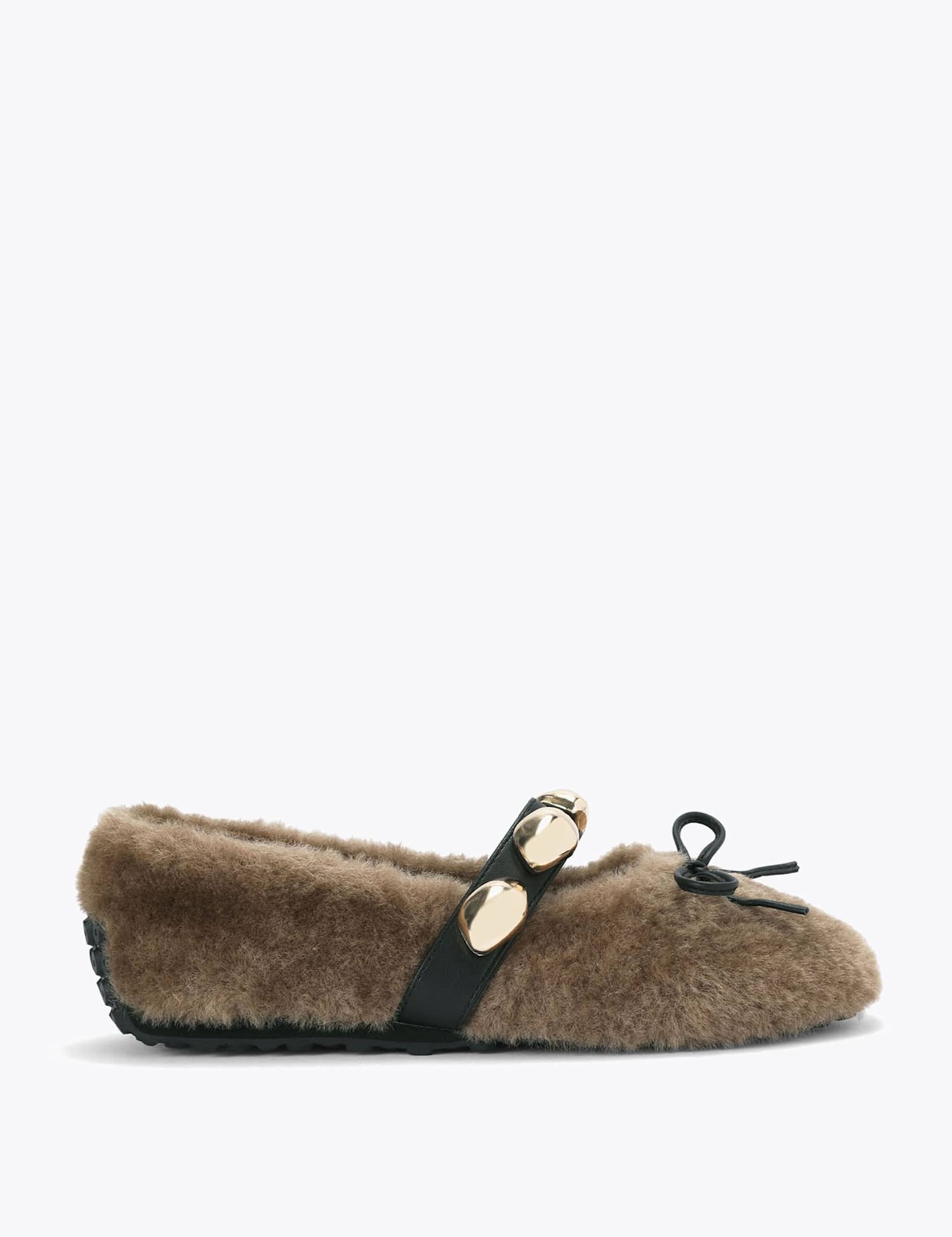 Steve Madden Toasted Faux Fur Bow Buckle Pump Slippers Brown