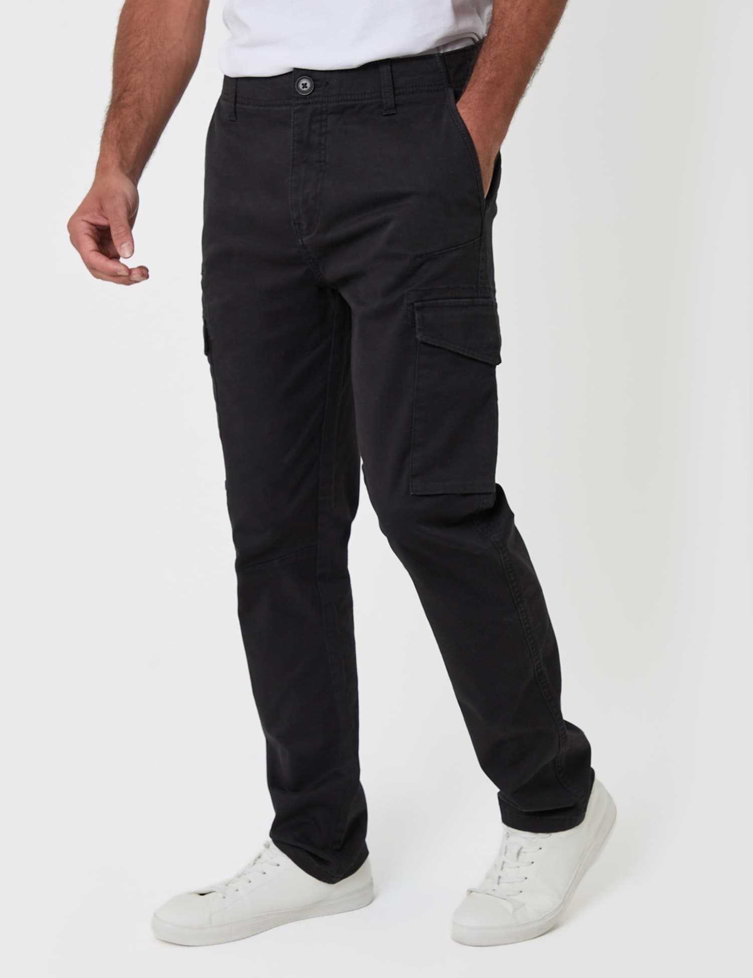 Threadbare Slim Fit Cotton Rich Cargo Trousers Black