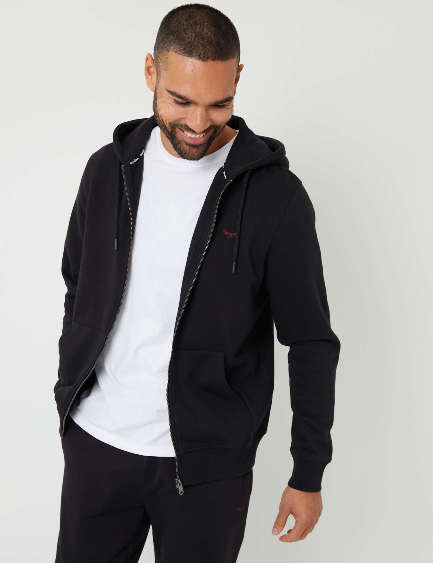 Threadbare Cotton Blend Zip Up Hoodie Black