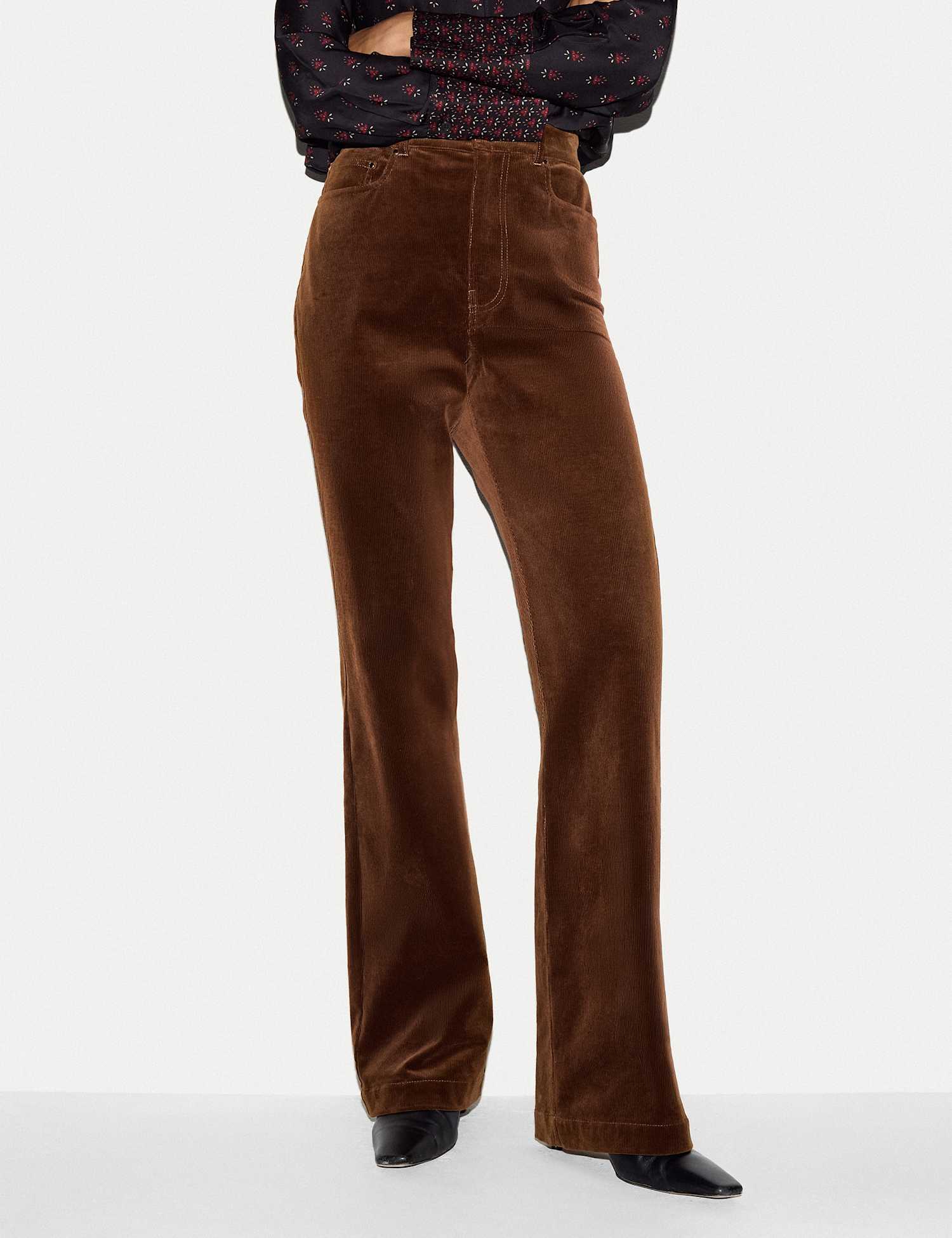 Jigsaw Cord Flared Trousers Brown