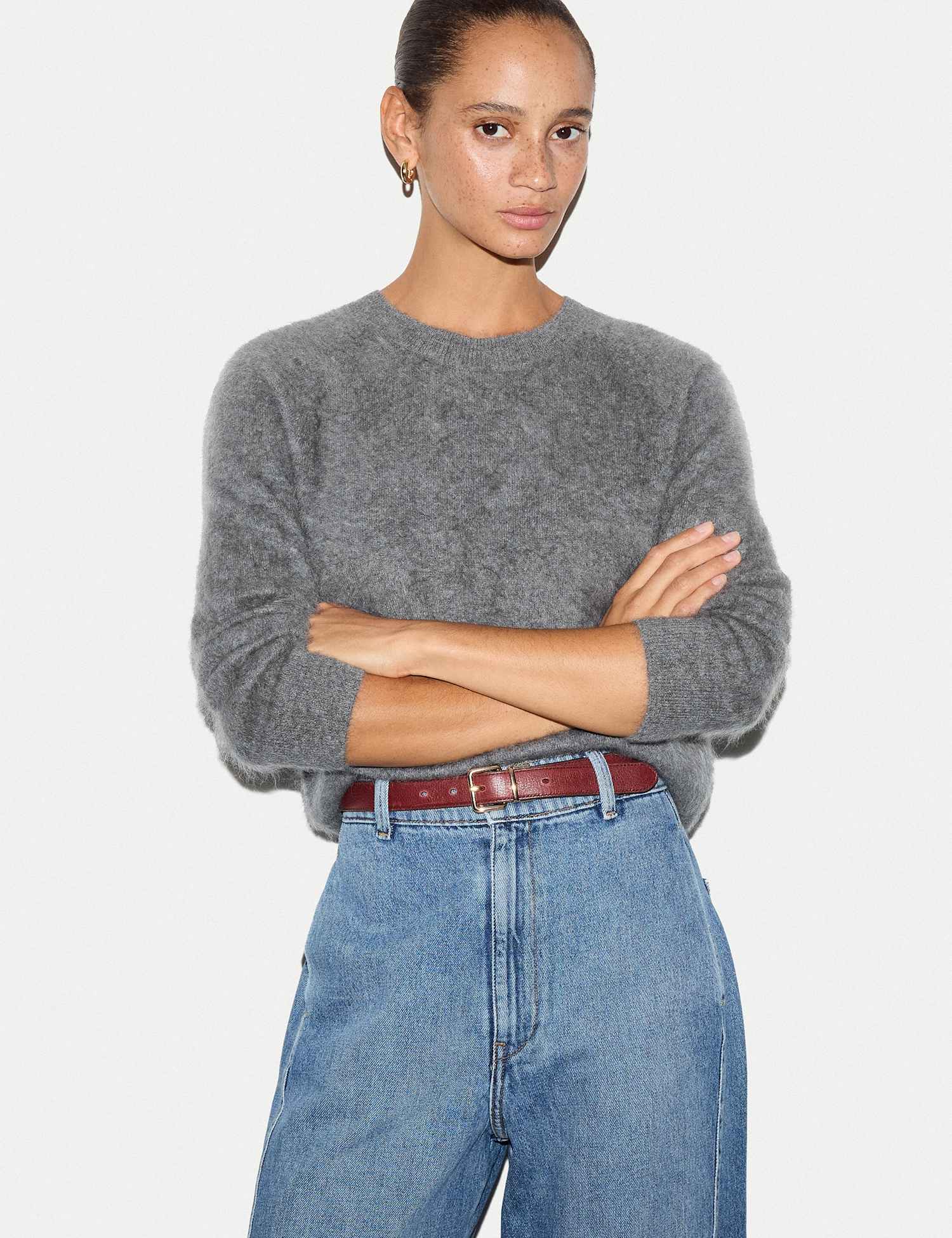 Jigsaw Pure Cashmere Crew Neck Jumper Light Grey