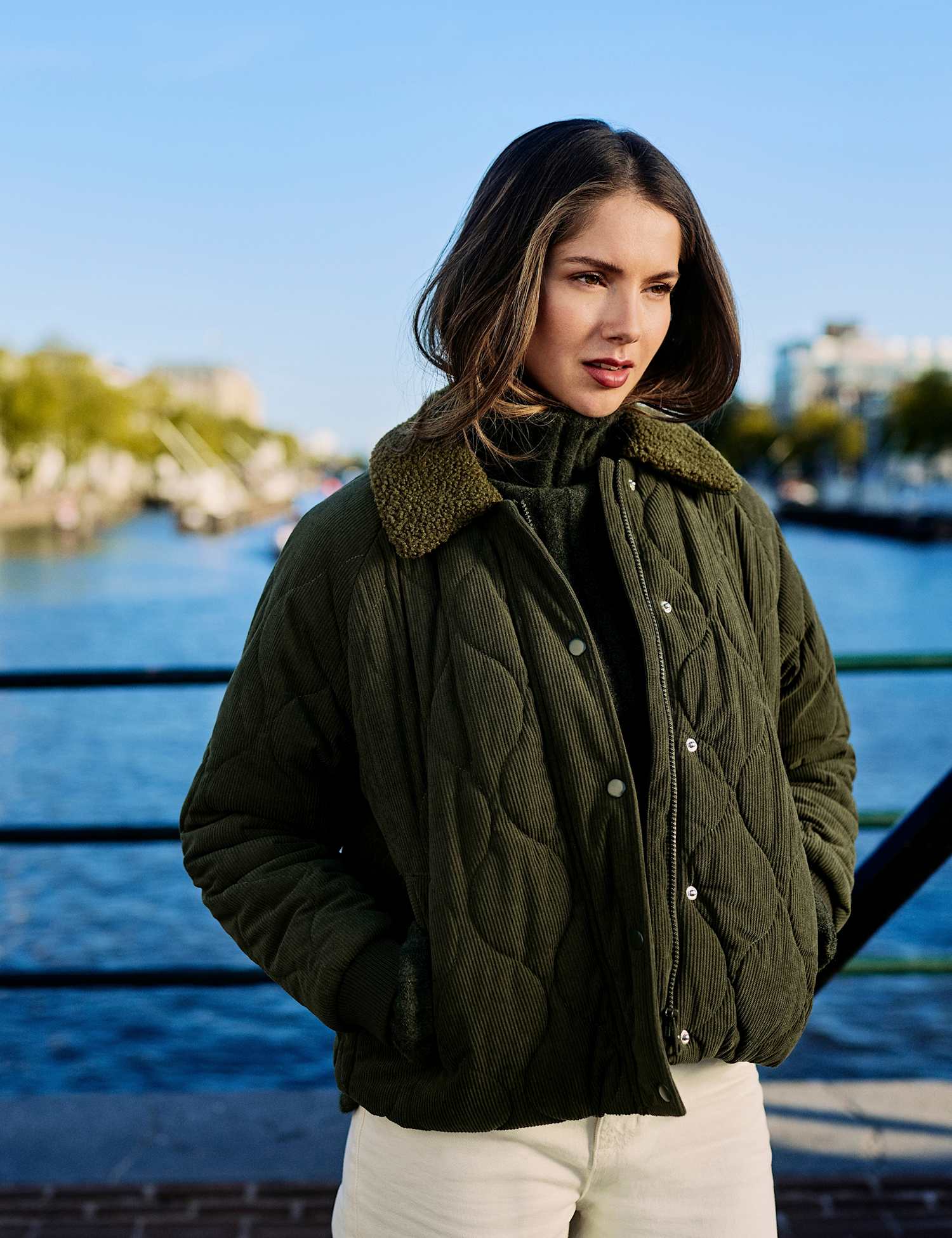 Regatta Cord Quilted Jacket Dark Green Mix