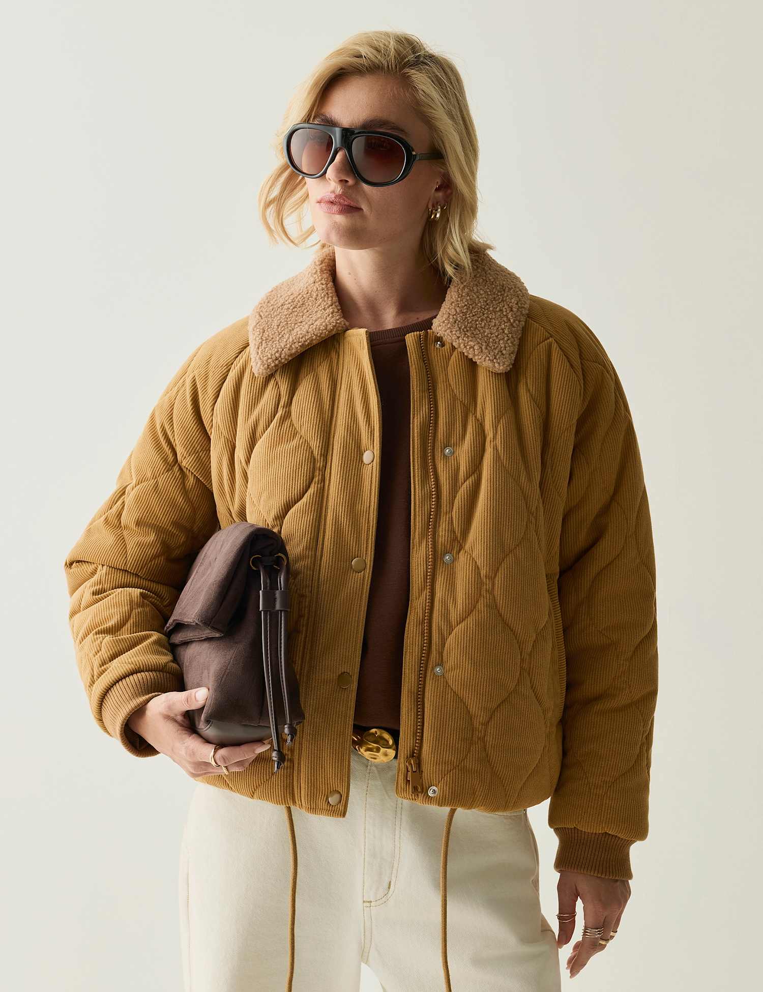 Regatta Cord Quilted Jacket Brown