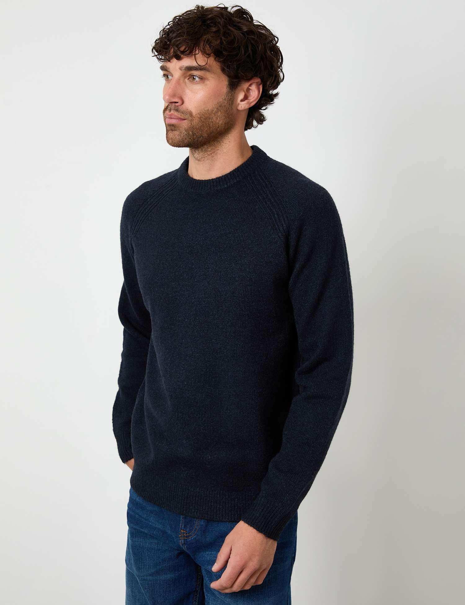 Threadbare Ribbed Crew Neck Jumper Navy