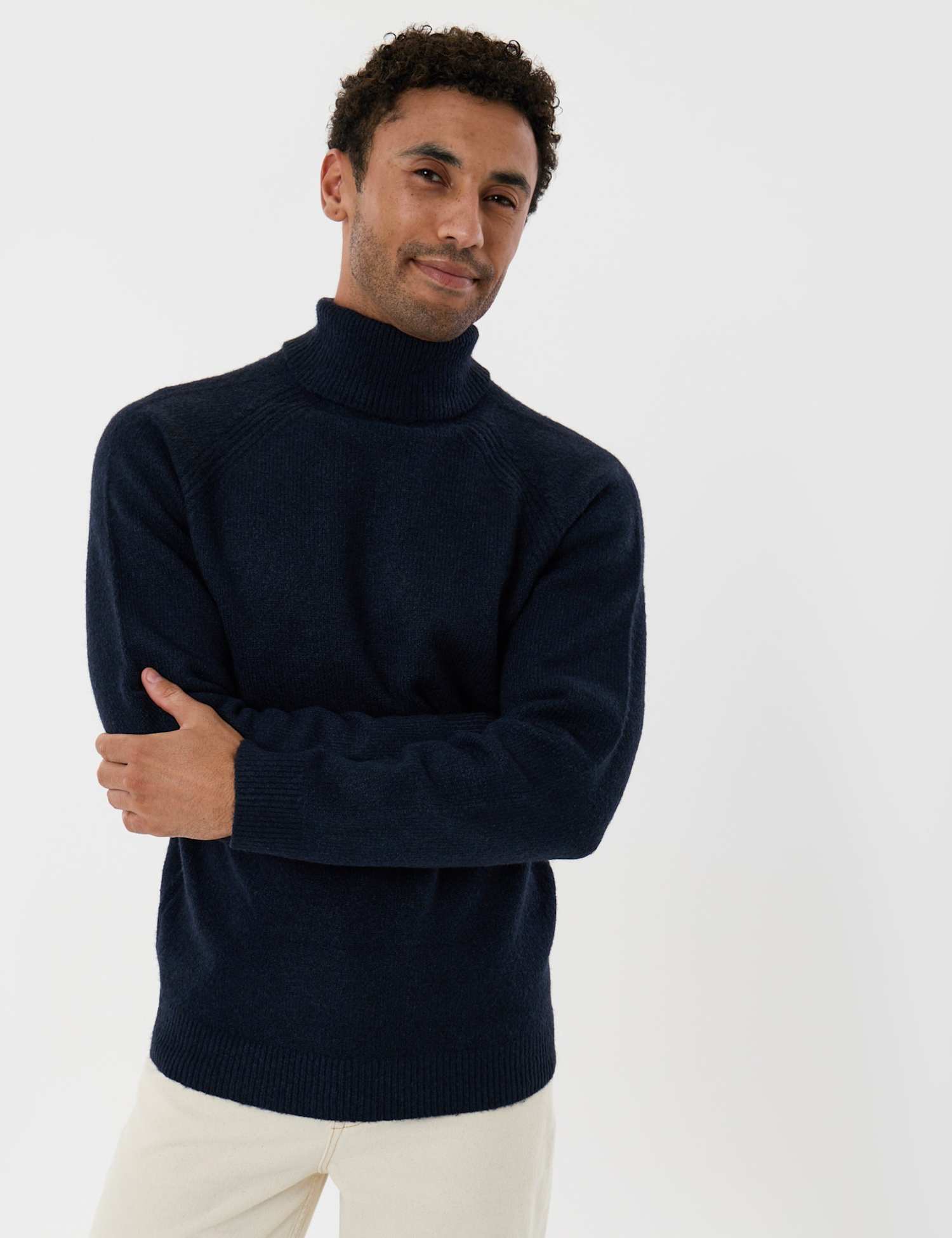 Threadbare Ribbed Roll Neck Jumper Navy