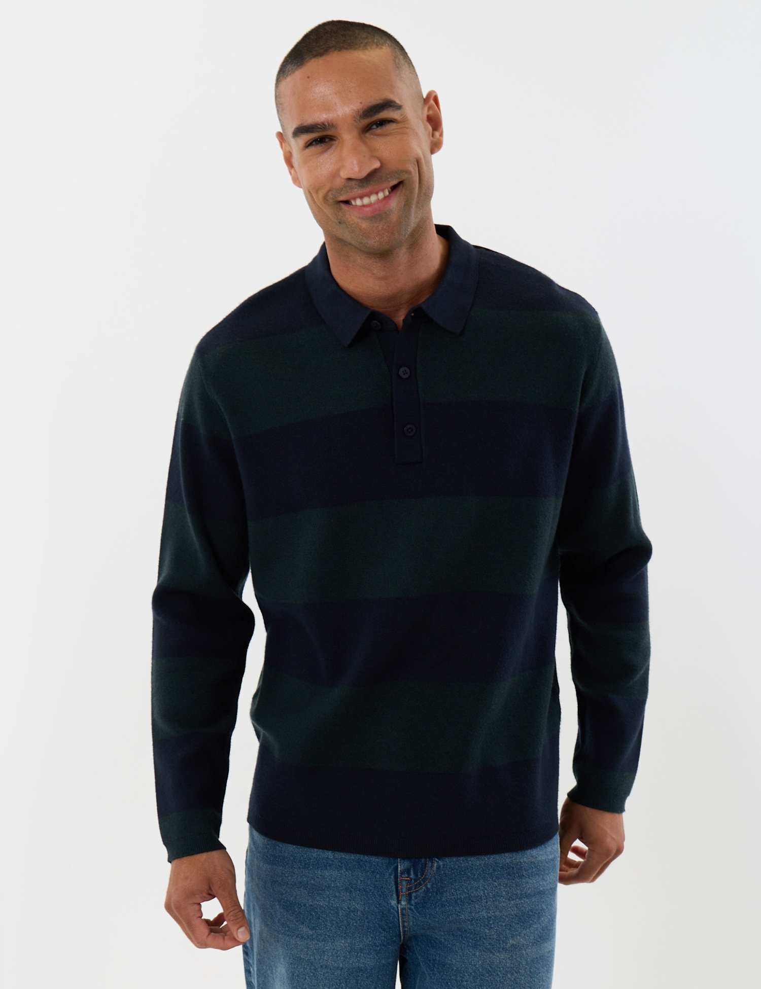 Threadbare Relaxed Fit Rugby Polo Shirt Navy