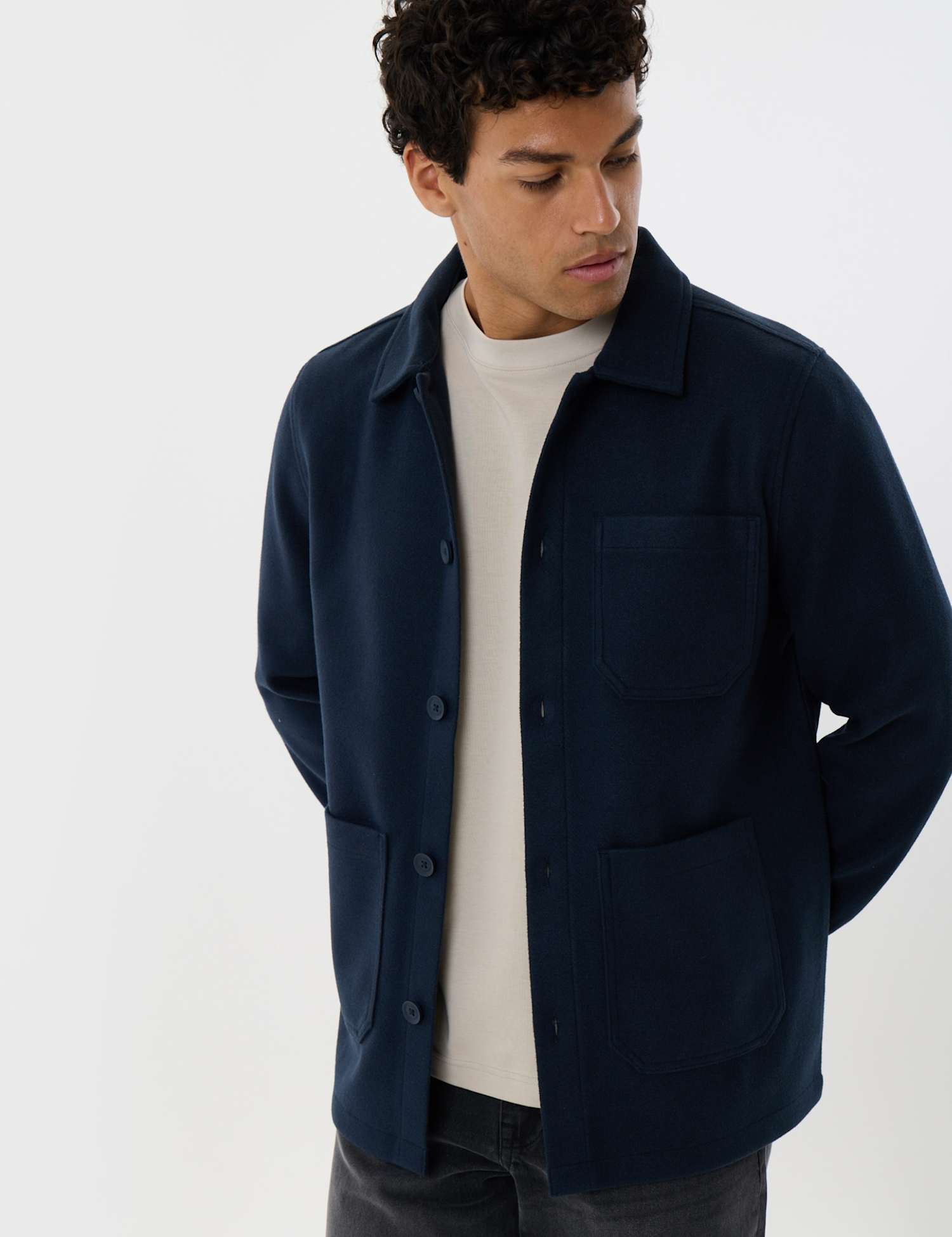 Threadbare Lightweight Button Up Shacket Navy