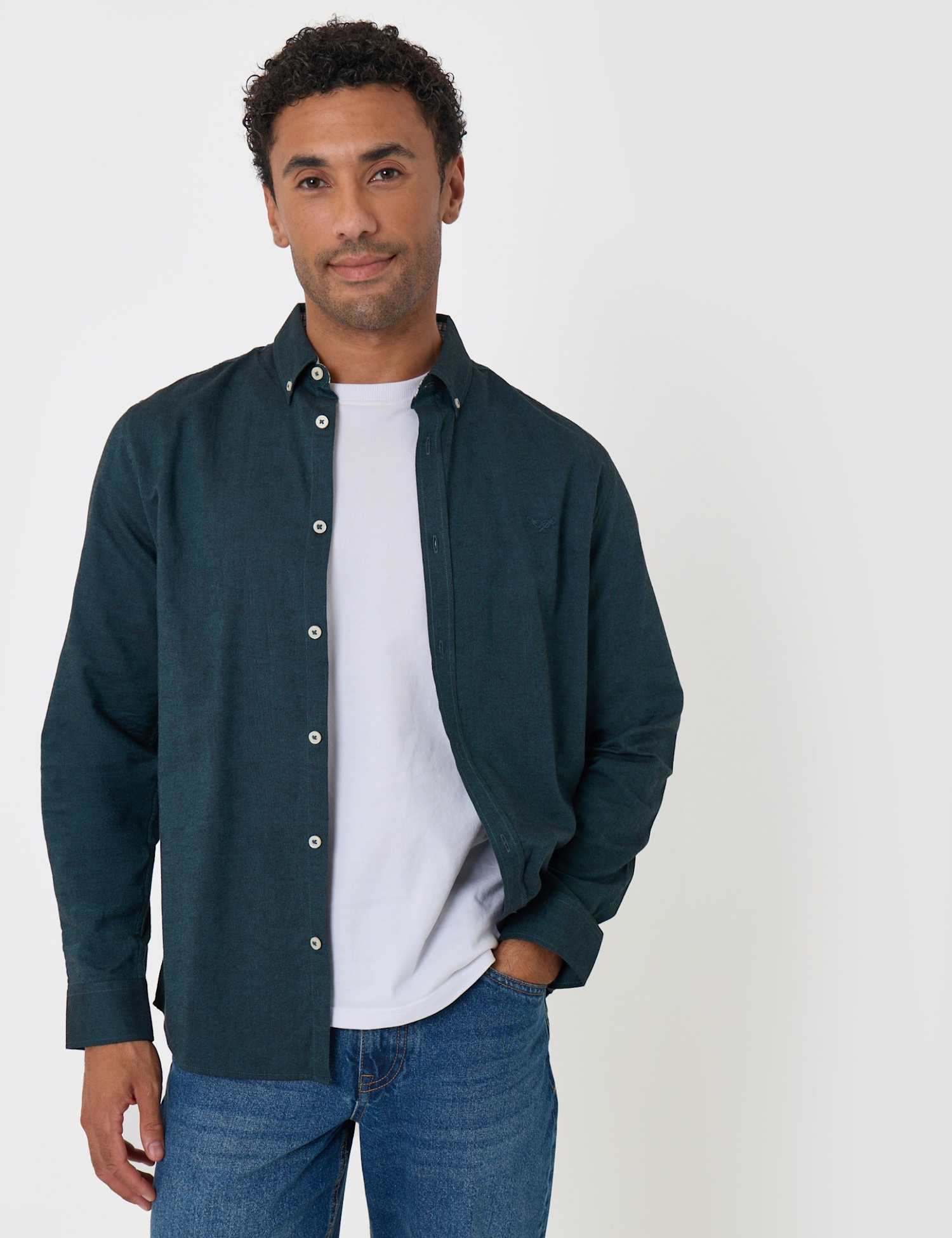 Threadbare Regular Fit Pure Cotton Oxford Shirt Green