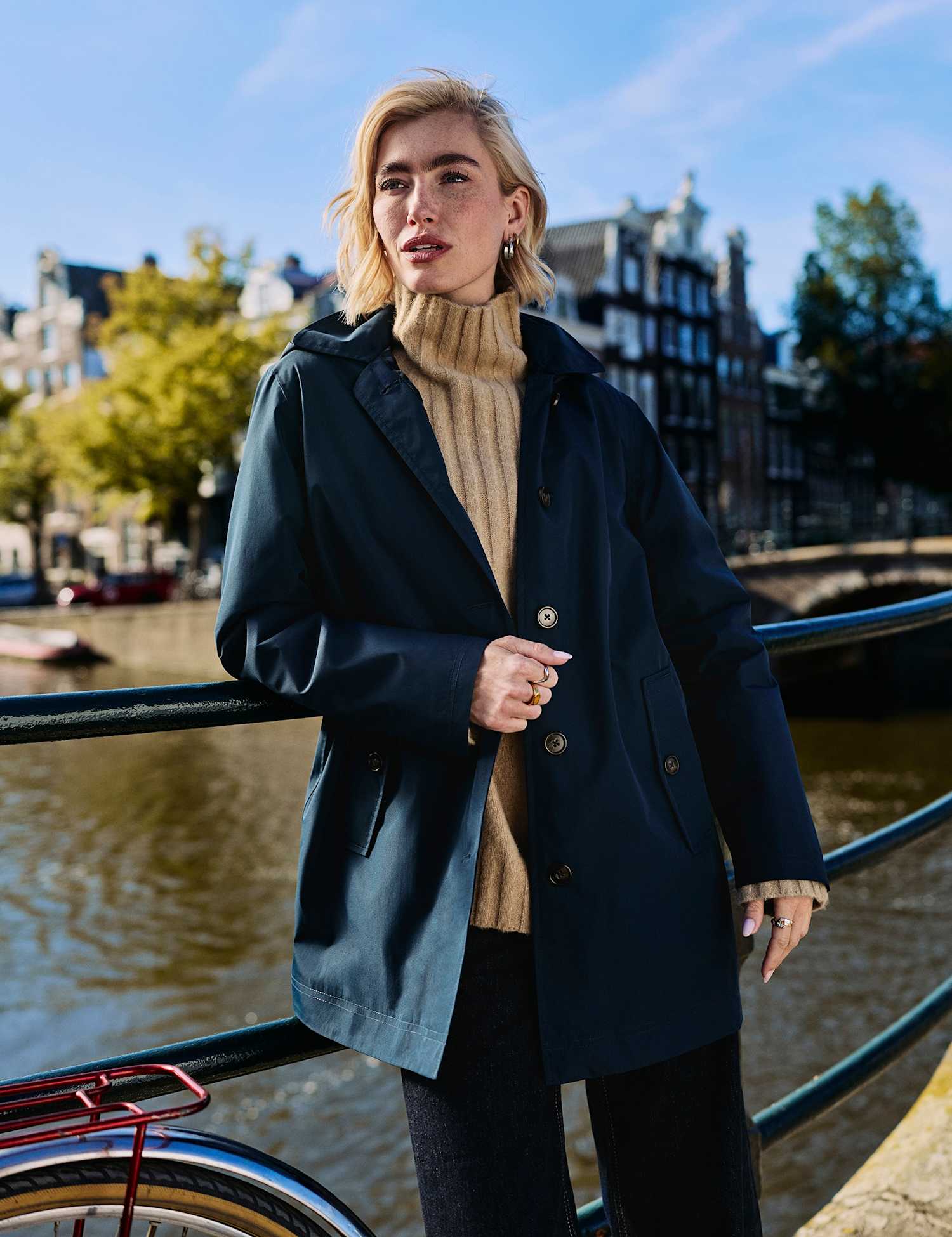 Regatta Waterproof Hooded Longline Trench Mac Dark Blue