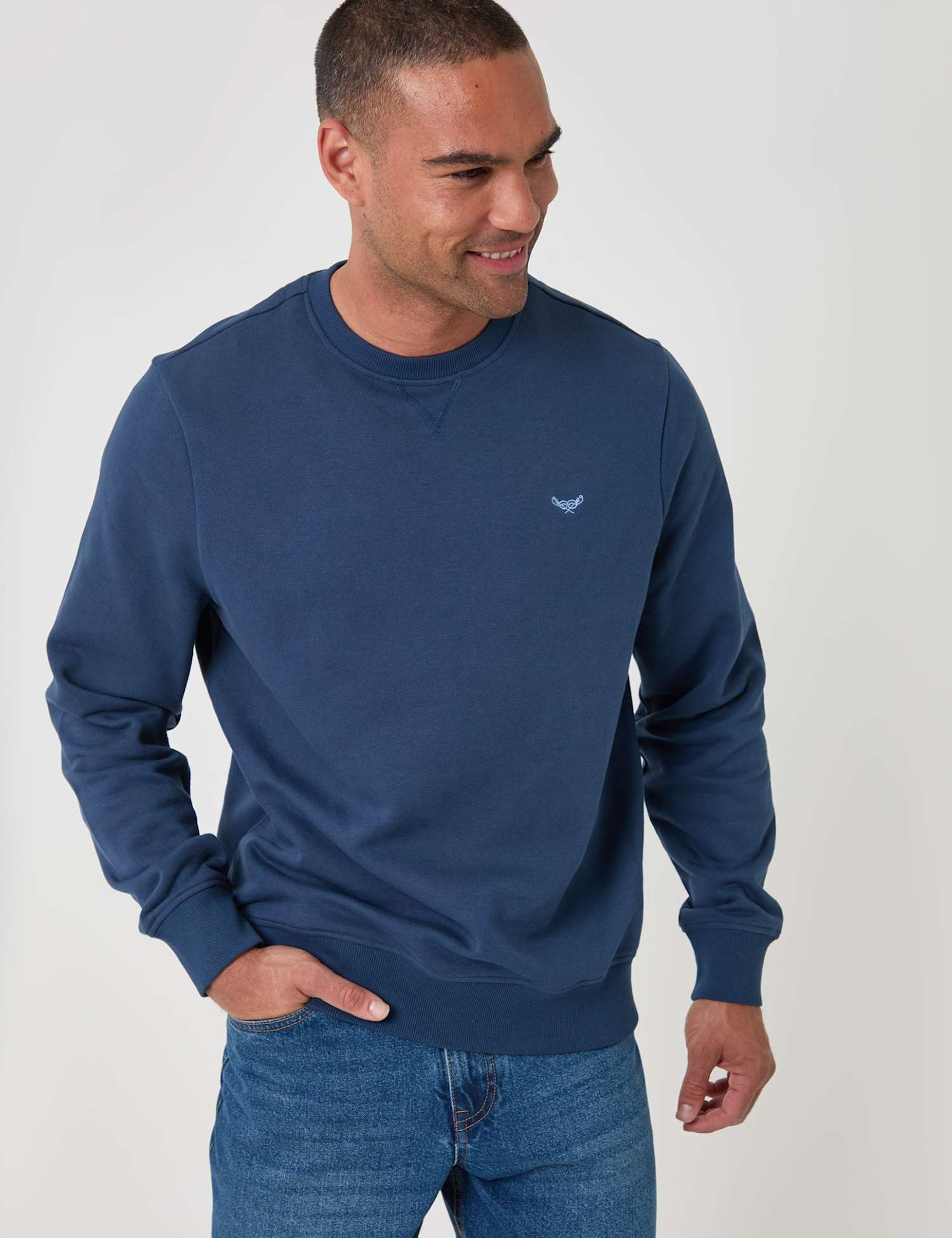 Threadbare Cotton Rich Crew Neck Sweatshirt Light Blue