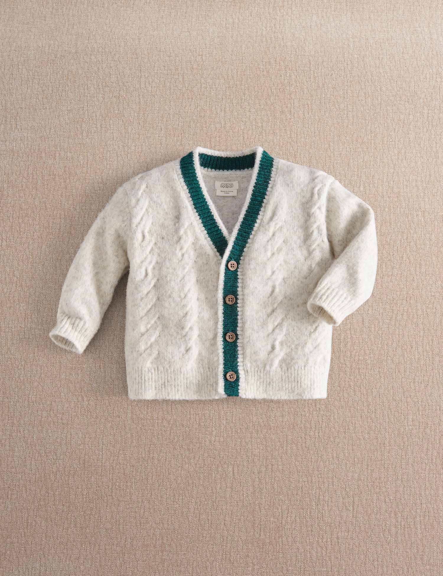 Mamas & Papas Chunky Cable Knit Cardigan Grey