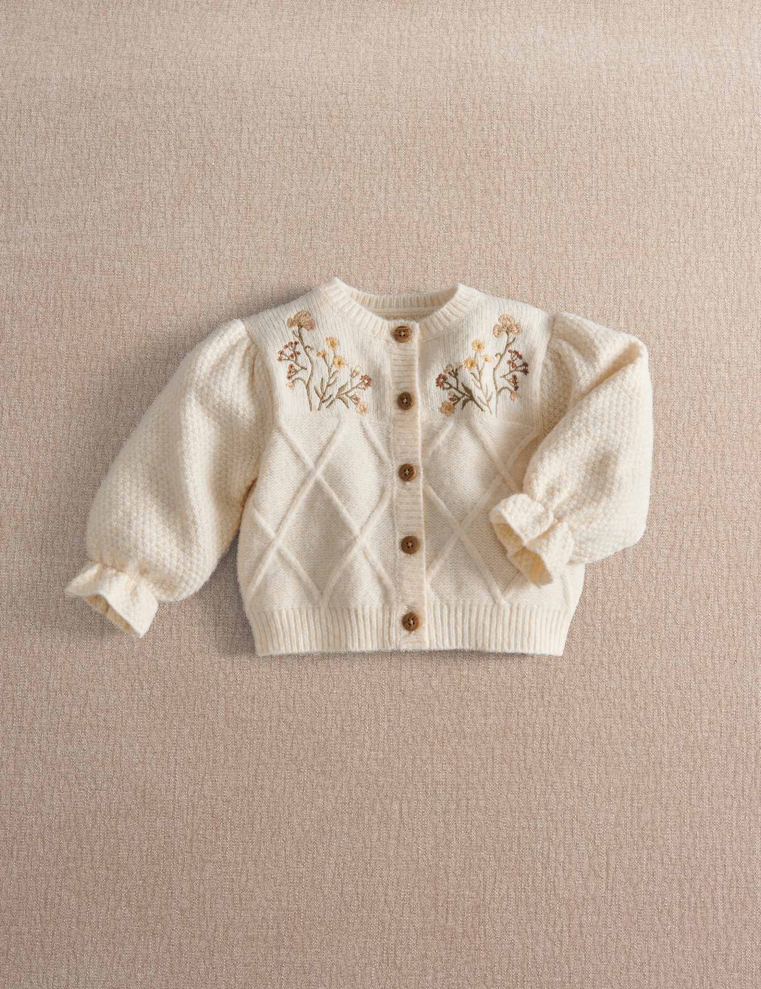 Mamas & Papas Flower Embroidered Cardigan Cream