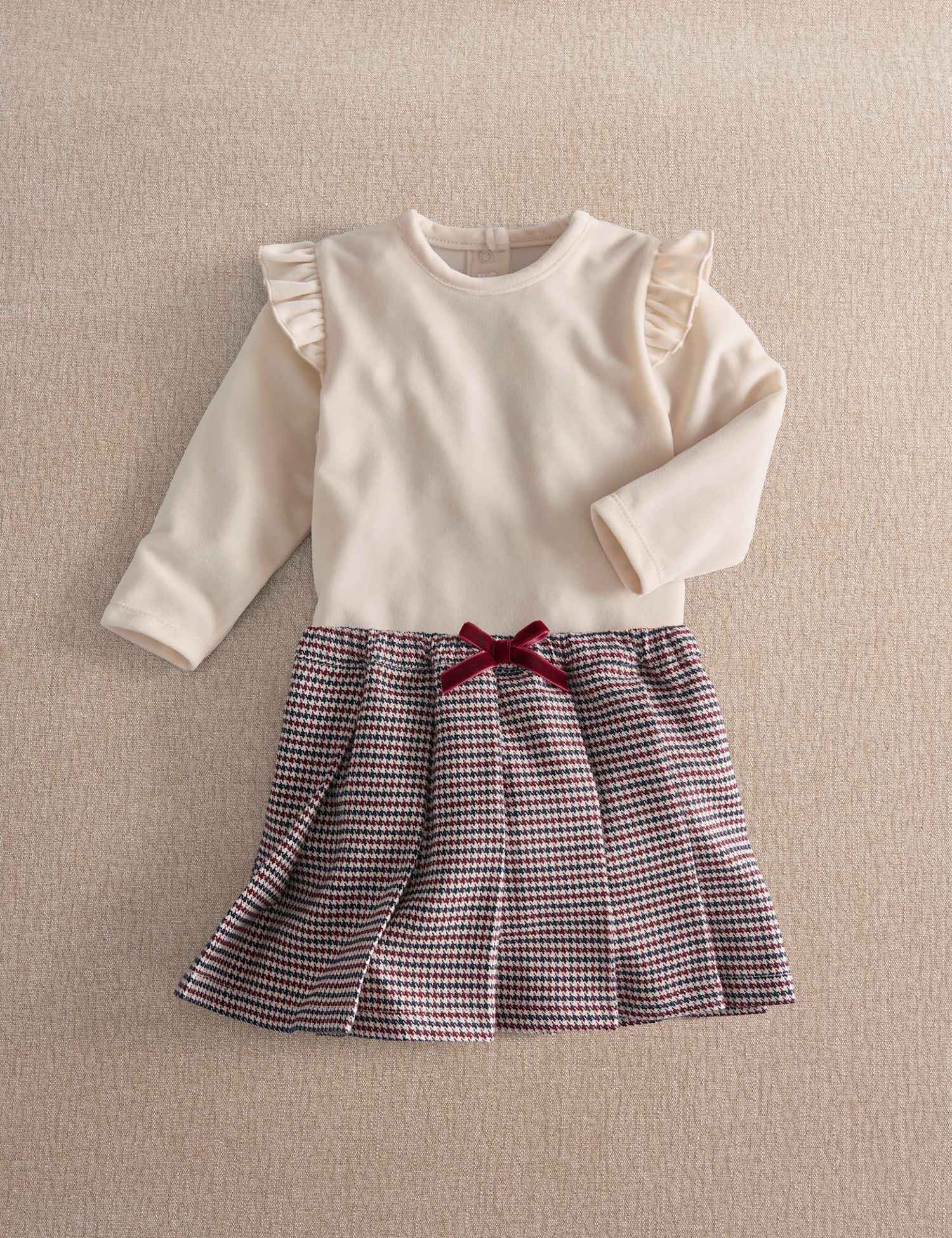 Mamas & Papas Velour Houndstooth Bodysuit & Skirt Set Multi