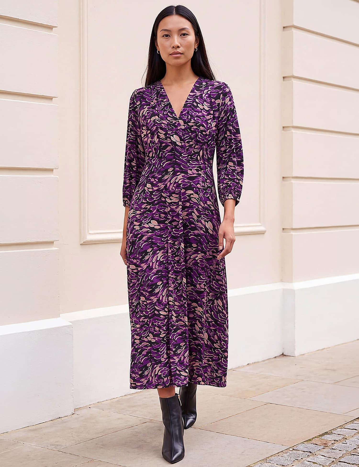 Roman Printed Midi Dress Purple Mix