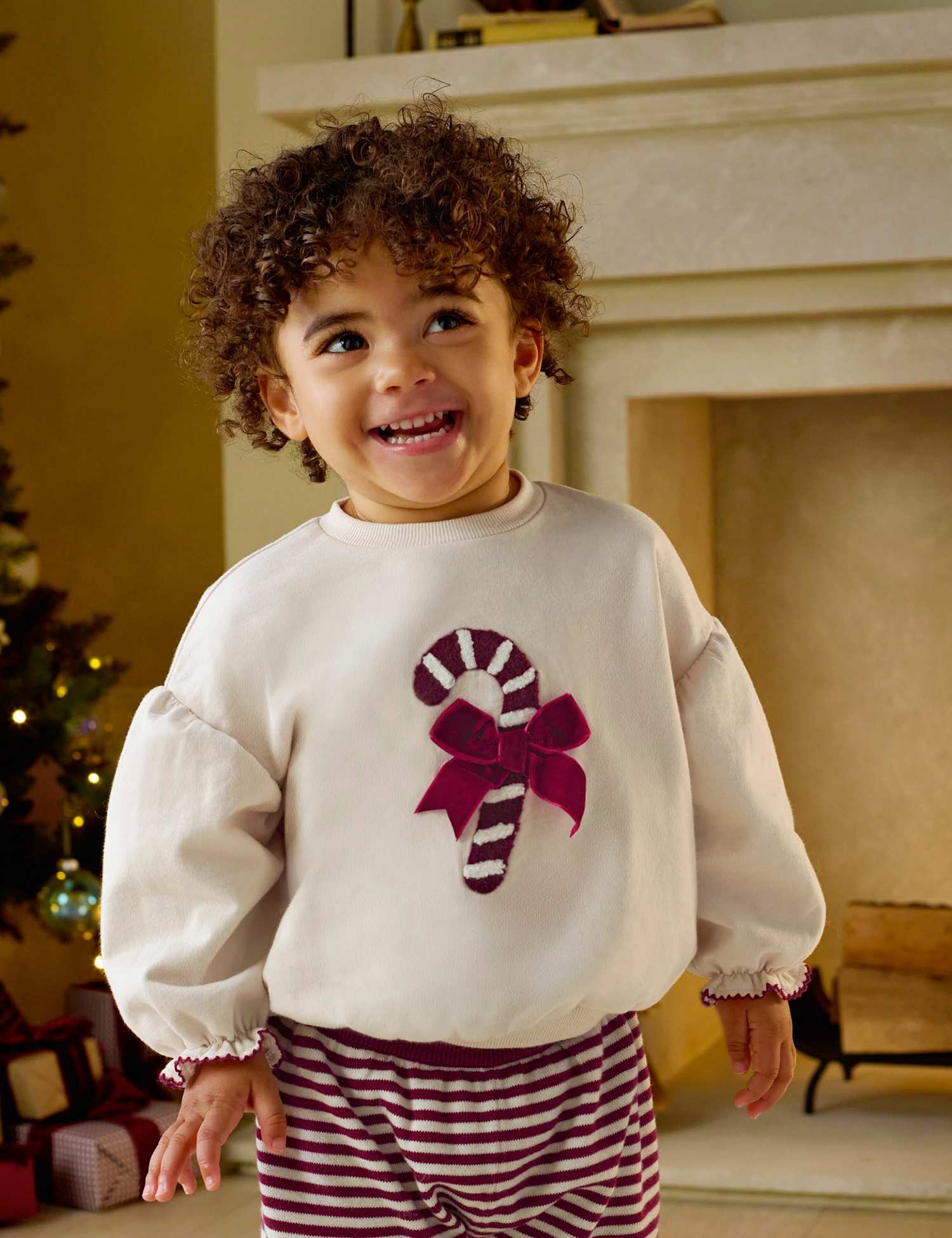 Mamas & Papas Pure Cotton Christmas Sweatshirt Cream