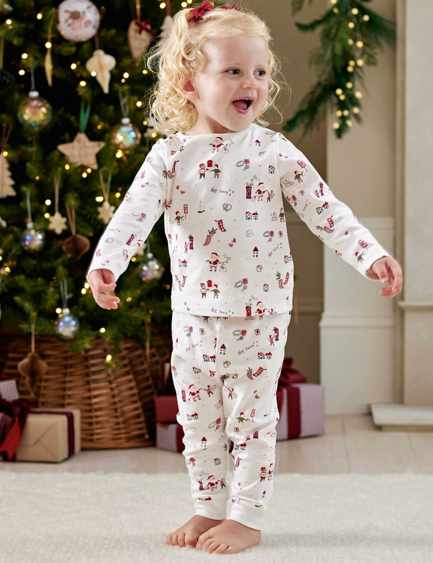 Mamas & Papas Pure Cotton Christmas Pyjama Set White
