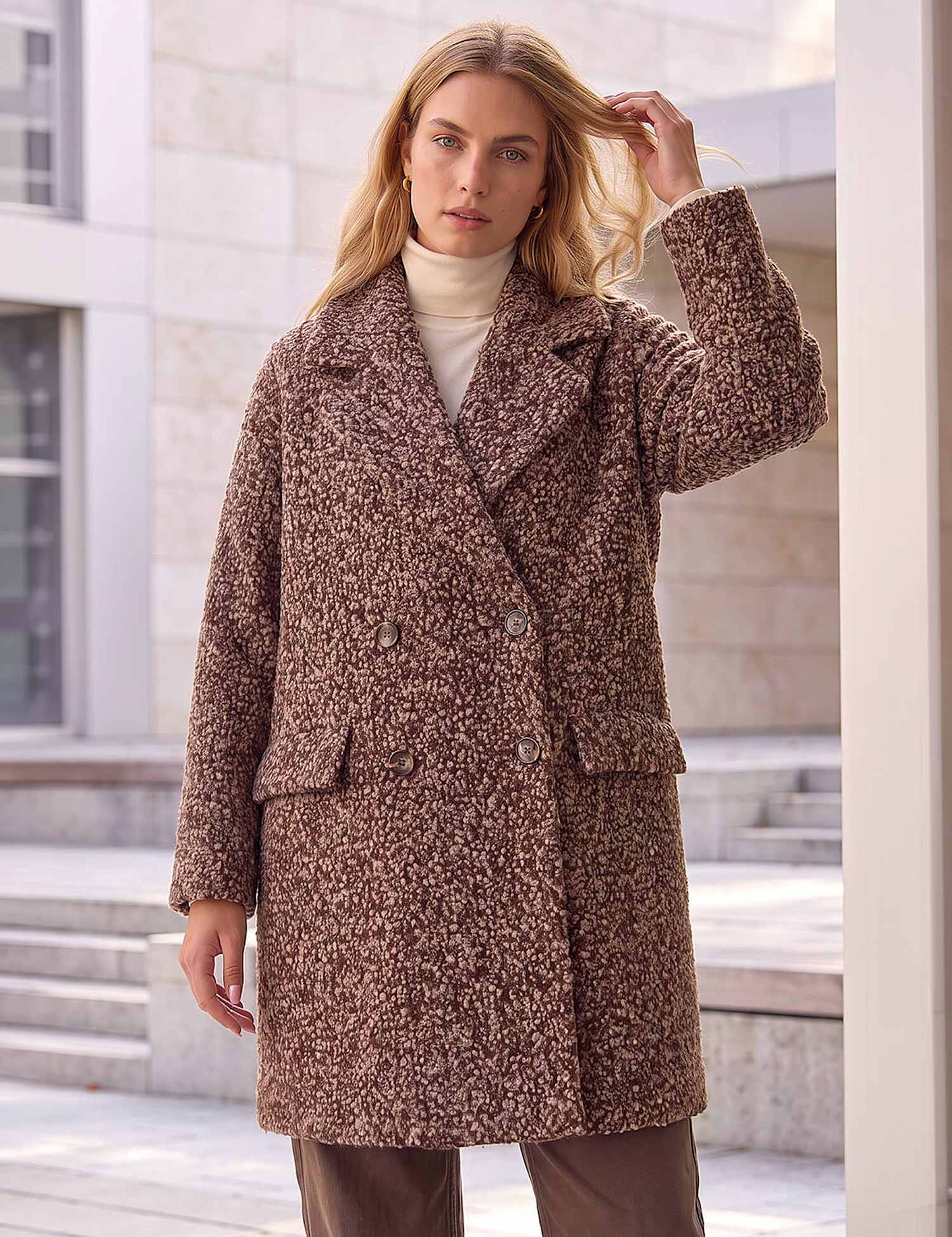 Roman Soft Touch Revere Collar Coat Chocolate