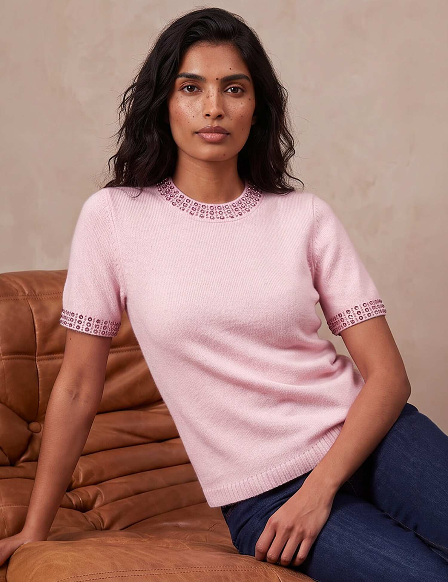 Roman Embellished Jumper Light Pink Mix