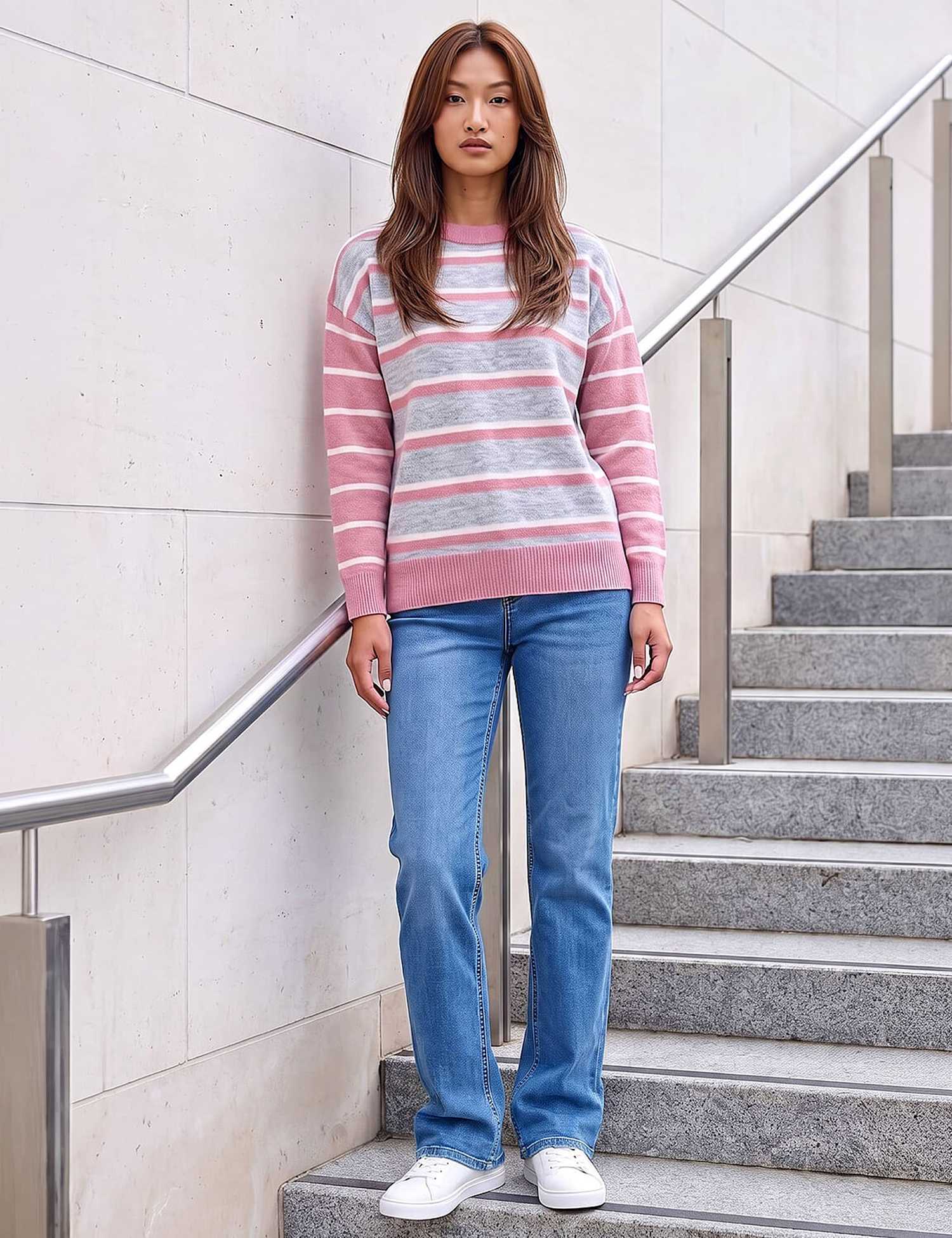 Roman Striped Jumper Light Pink Mix
