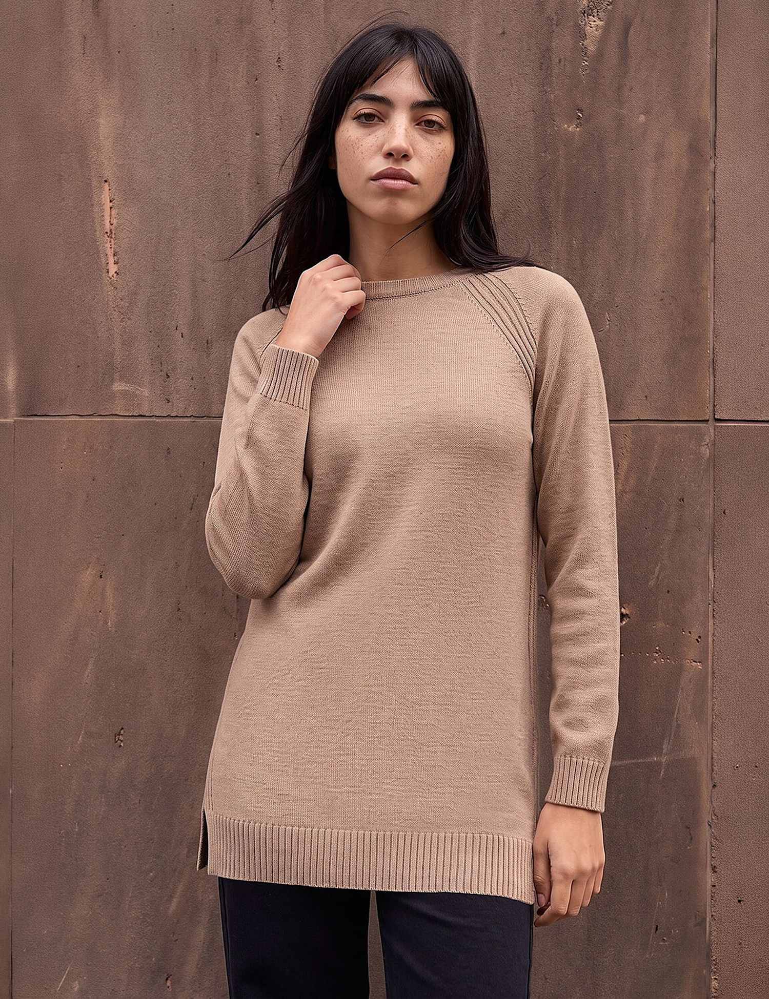 Roman Petite Longline Knit Jumper Stone