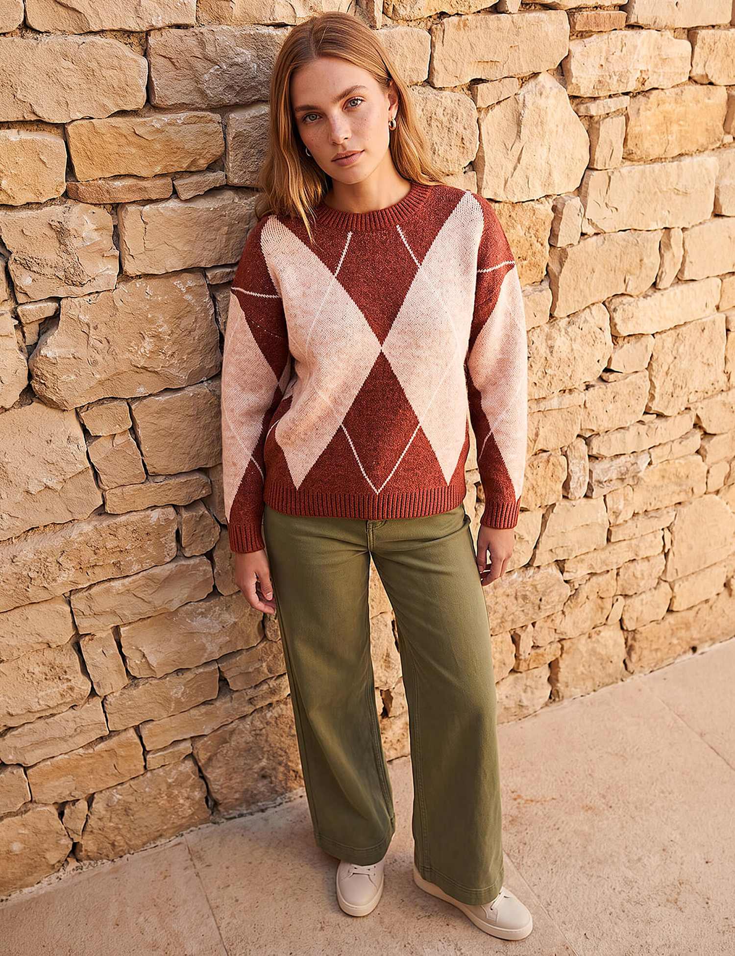 Roman Argyle Jumper Dark Orange
