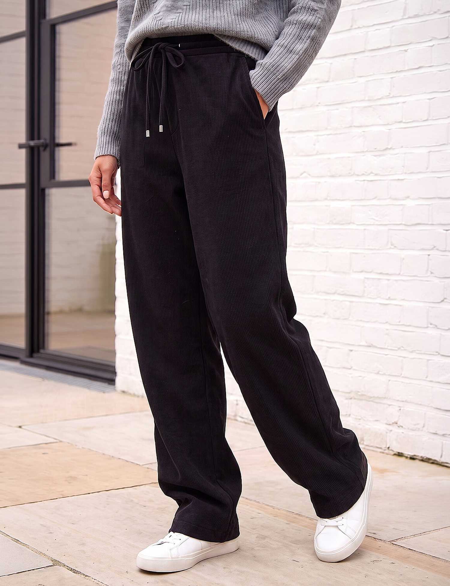 Roman Petite Cord Drawstring Trousers Black Mix