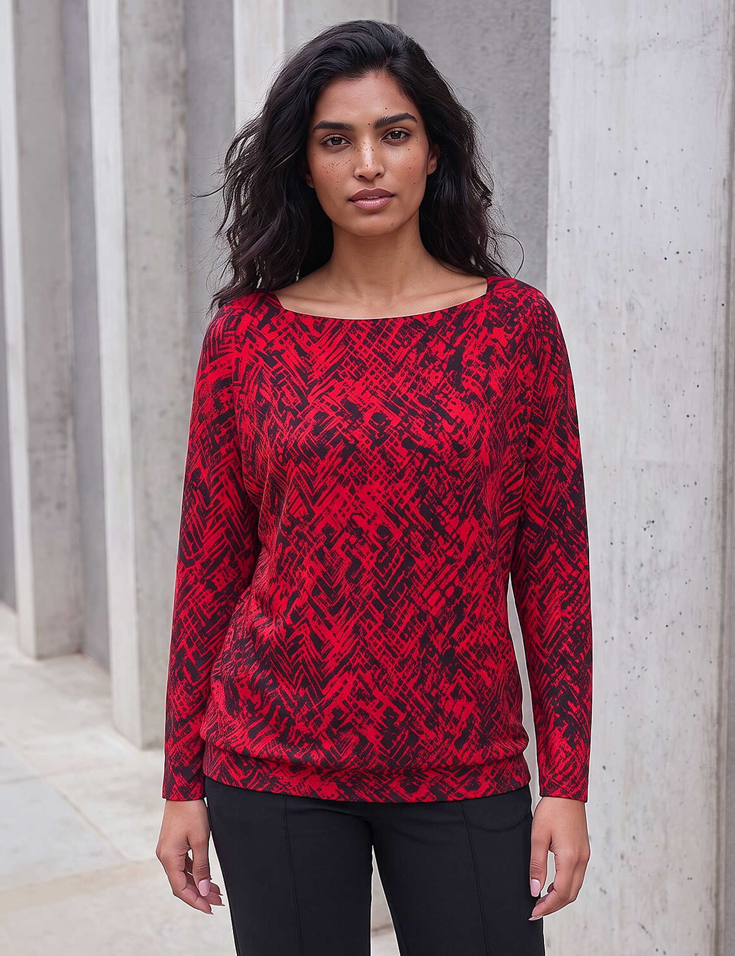 Roman Printed Top Red Mix