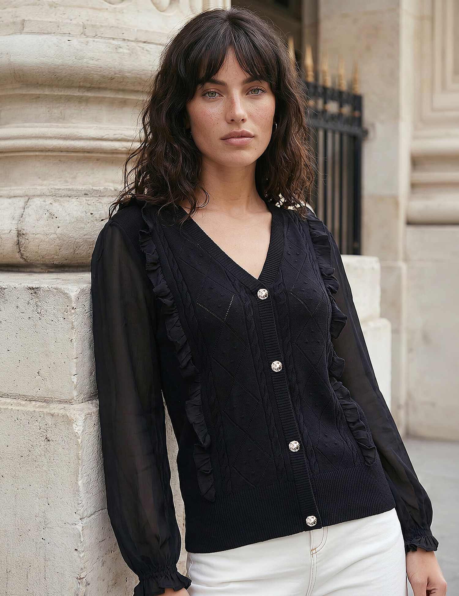 Roman Cardigan Black Mix