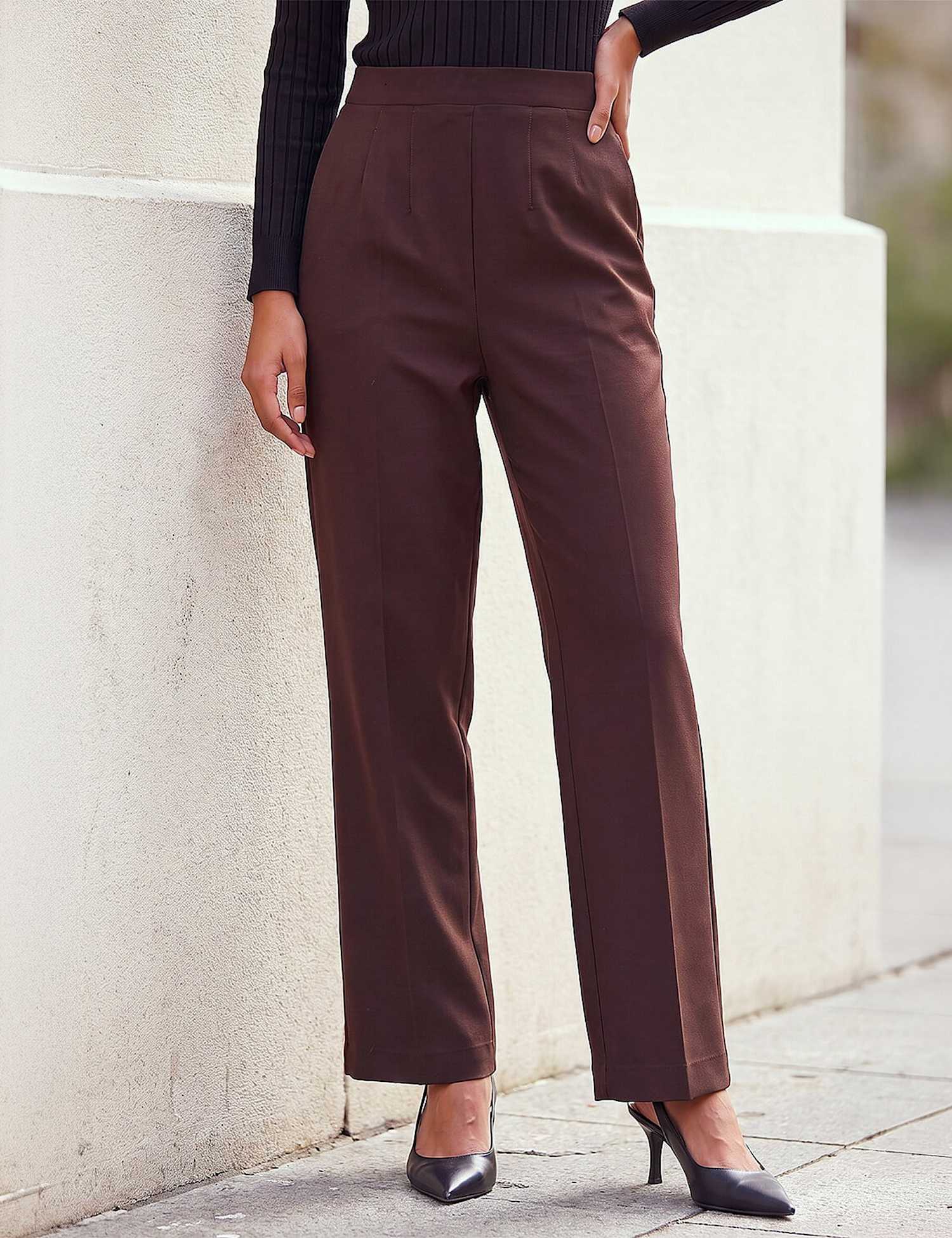 Roman Ponte Straight Leg Trousers Chocolate