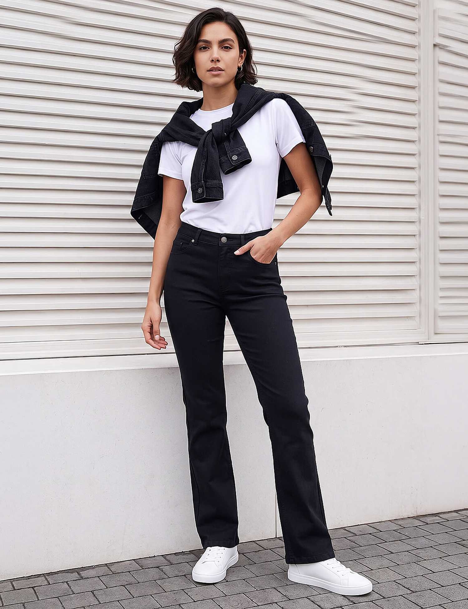 Roman Mid Rise Bootcut Jeans Black Mix