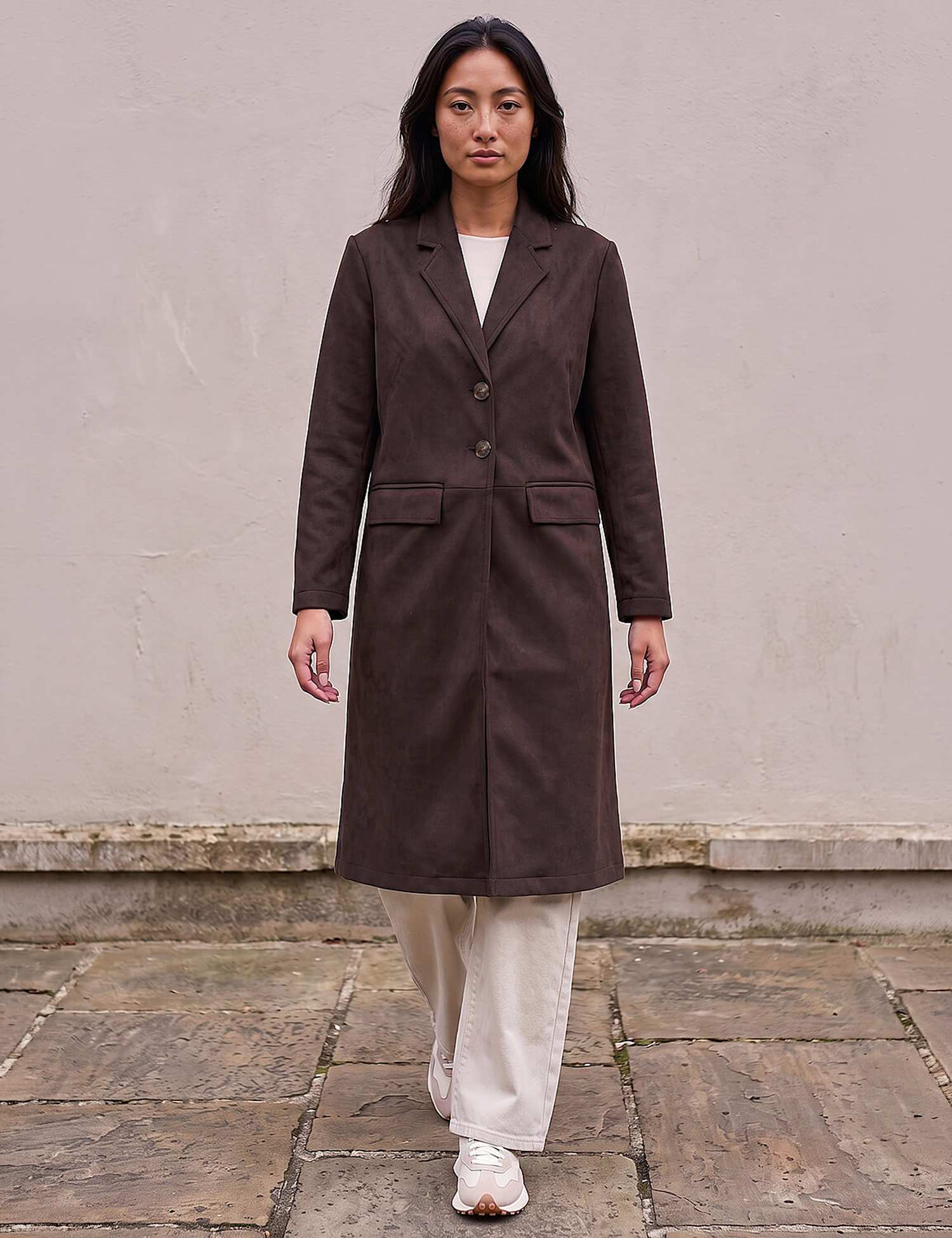 Roman Petite Faux Suede Jacket Dark Brown