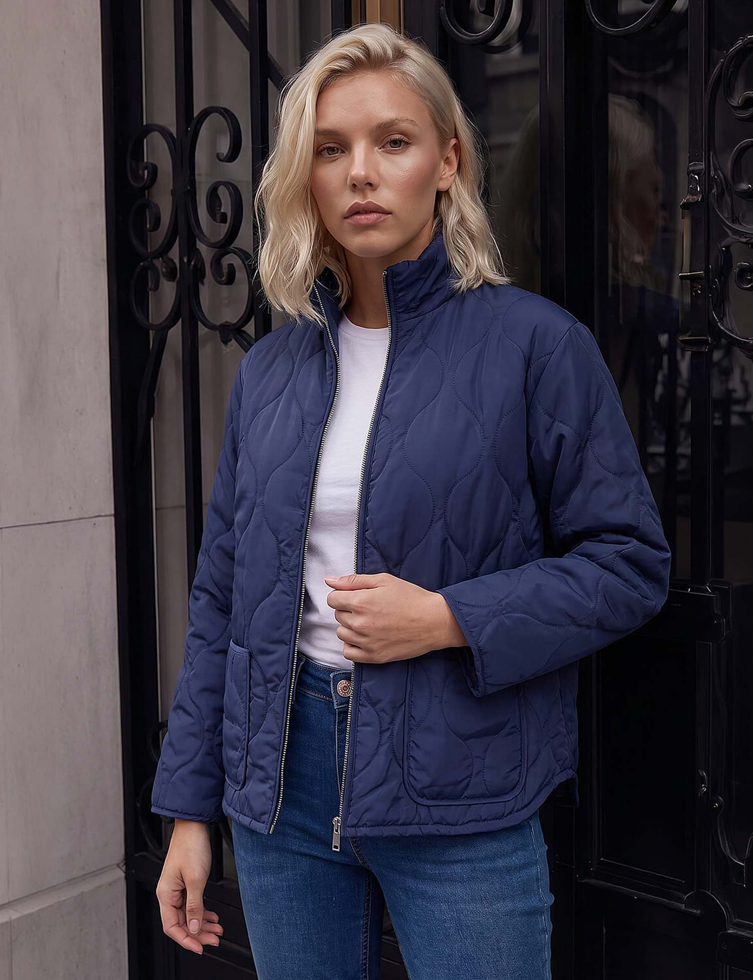 Roman Petite Padded Jacket Navy Mix