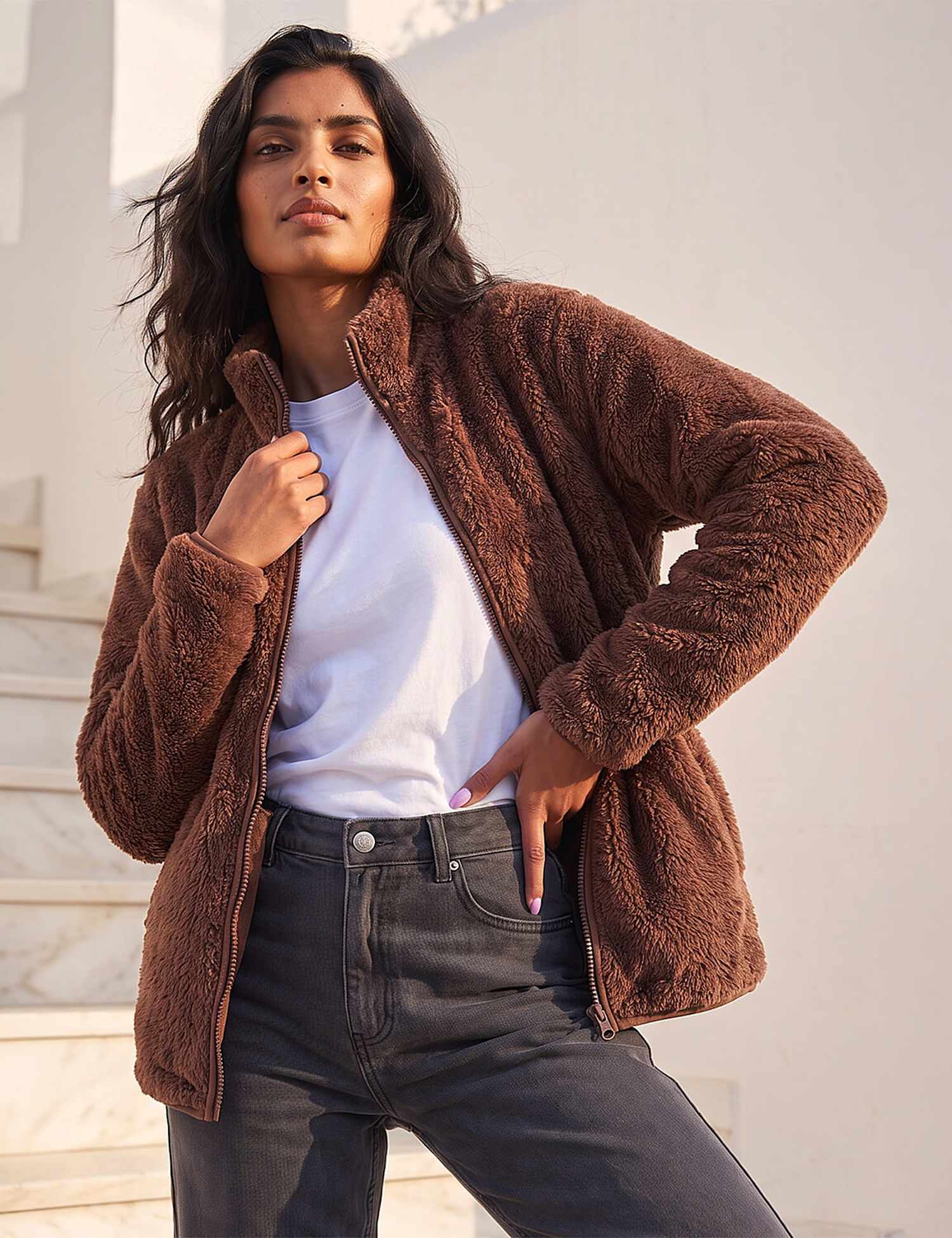 Roman Sherpa Fleece Jacket Chocolate