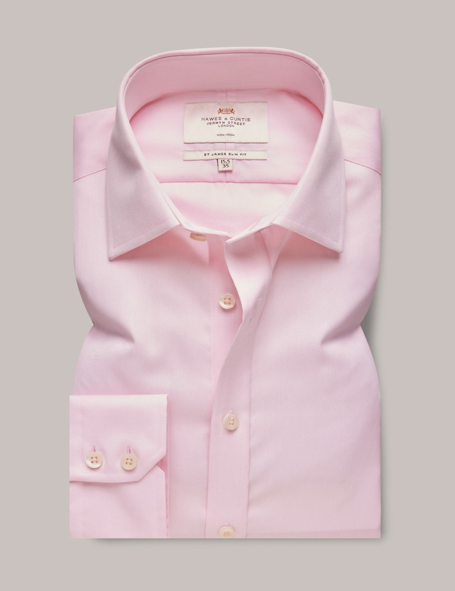 Hawes & Curtis Slim Fit Non Iron Pure Cotton Twill Shirt Pink