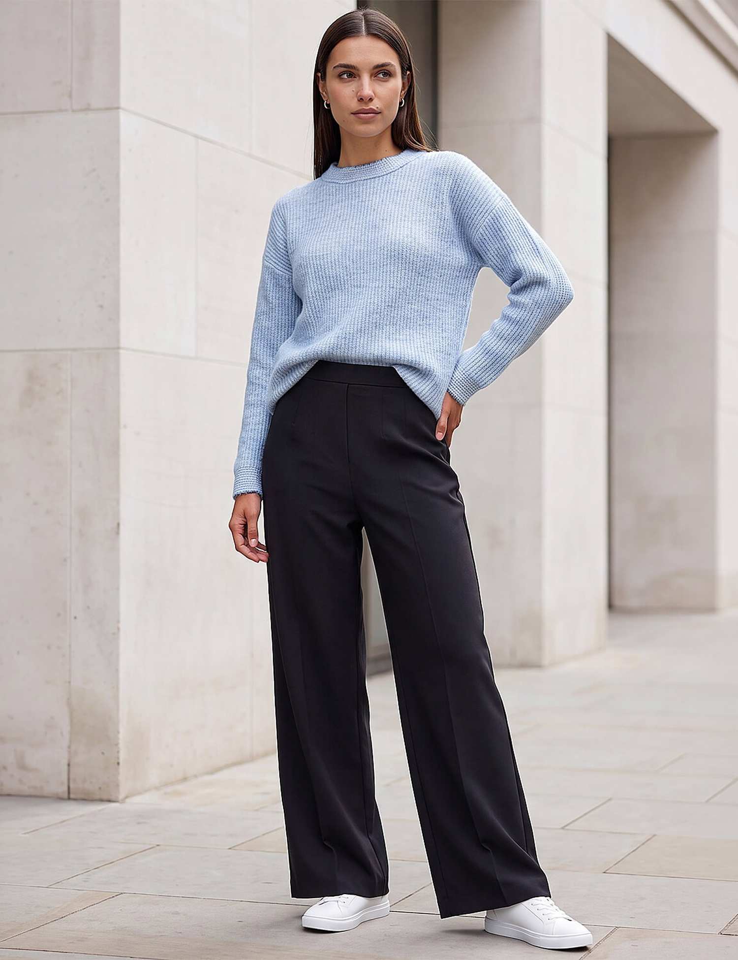 Roman Ponte Wide Leg Trousers Black