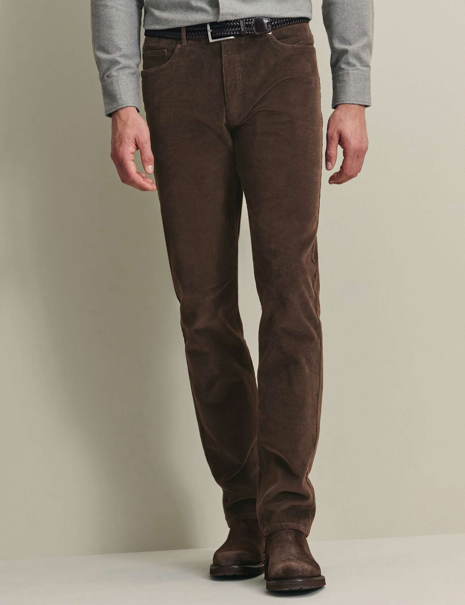 Charles Tyrwhitt Slim Fit Corduroy 5 Pocket Stretch Trousers Chocolate