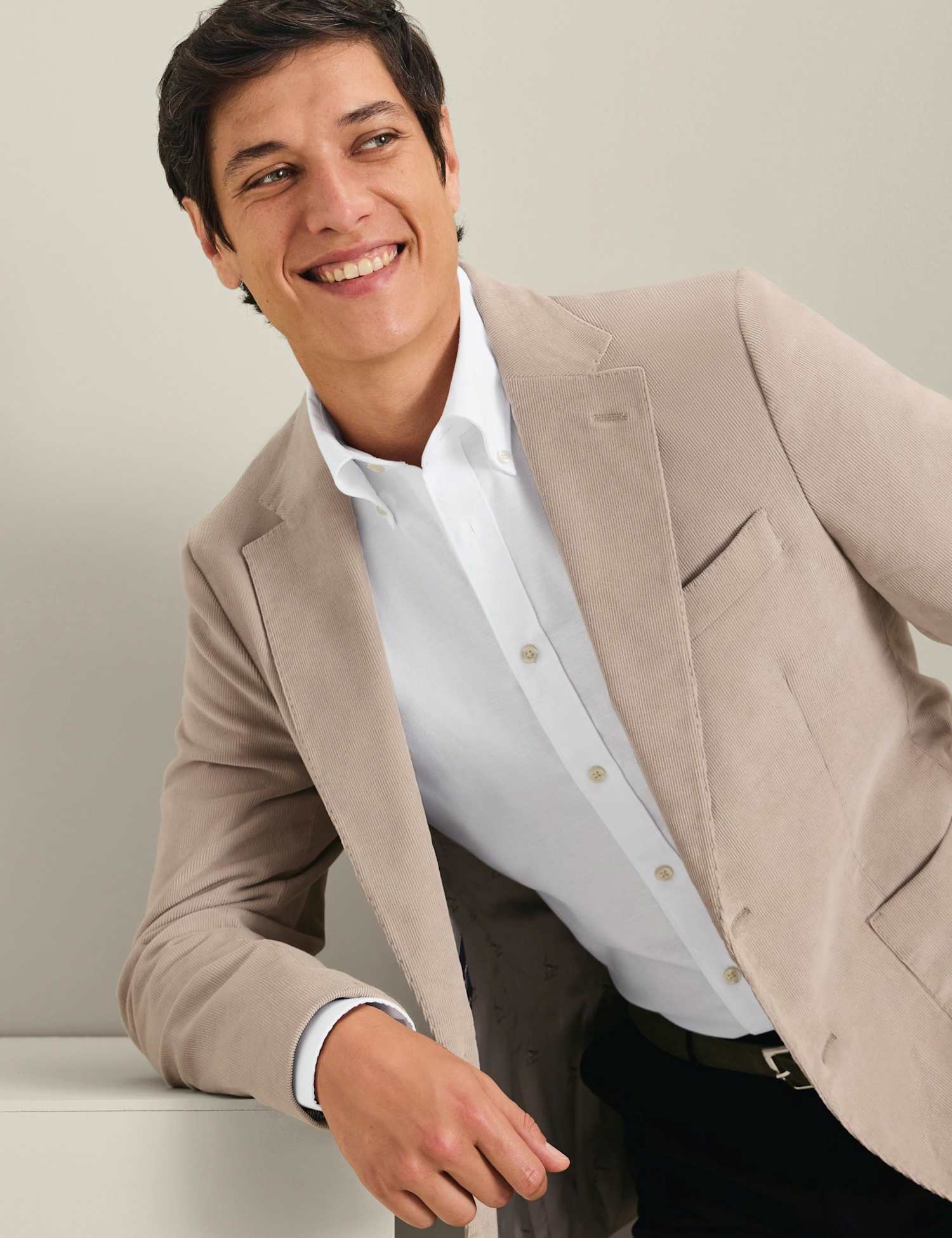Charles Tyrwhitt Slim Fit Cotton Rich Corduroy Blazer Stone