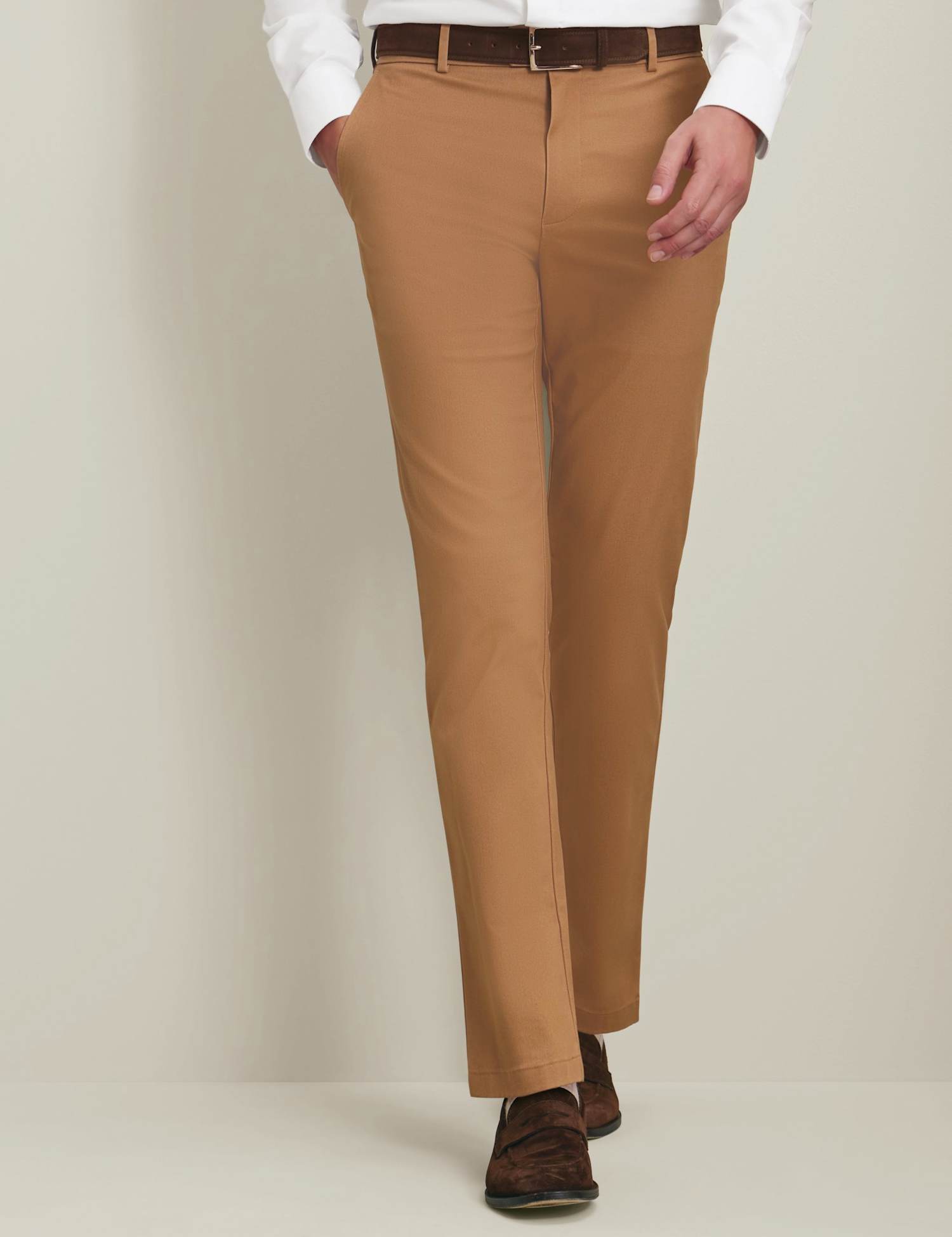 Charles Tyrwhitt Slim Fit Cotton Rich Stretch Chinos Camel