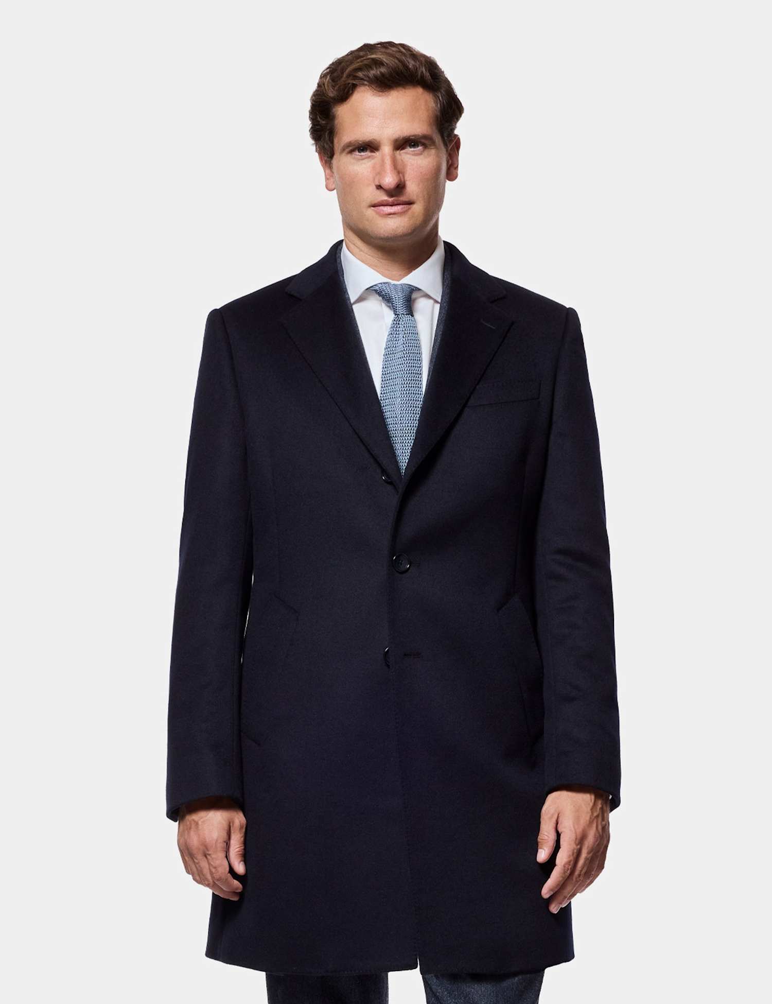 Hawes & Curtis Wool And Cashmere Blend Overcoat Navy