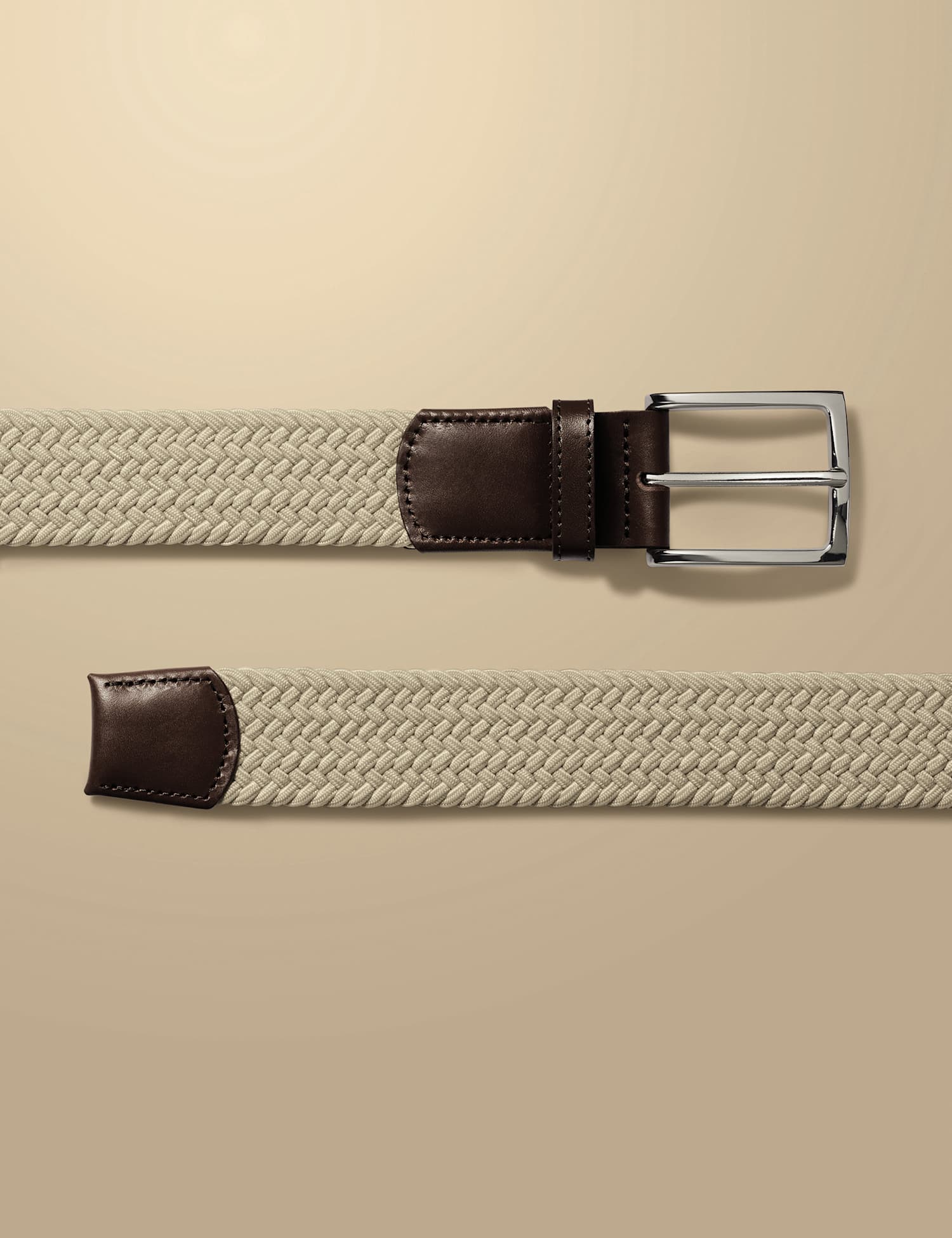 Charles Tyrwhitt Textured Casual Belt Beige