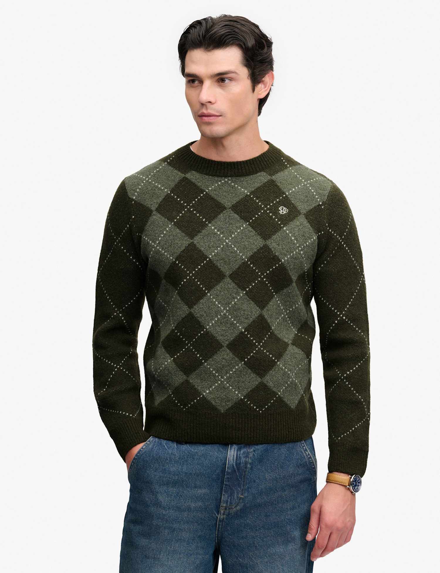 Superdry & Co Argyle Jumper Green Mix