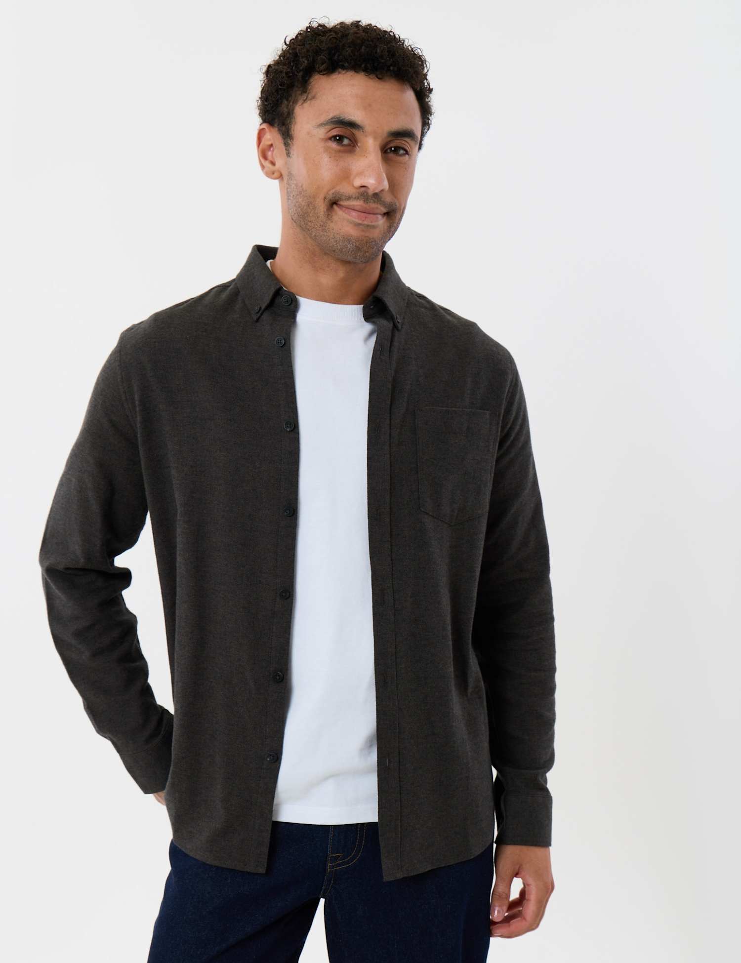 Threadbare Regular Fit Pure Cotton Textured Shirt Khaki