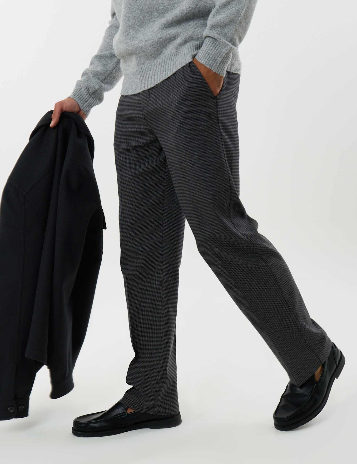 Threadbare Tailored Fit Straight Leg Trousers Charcoal