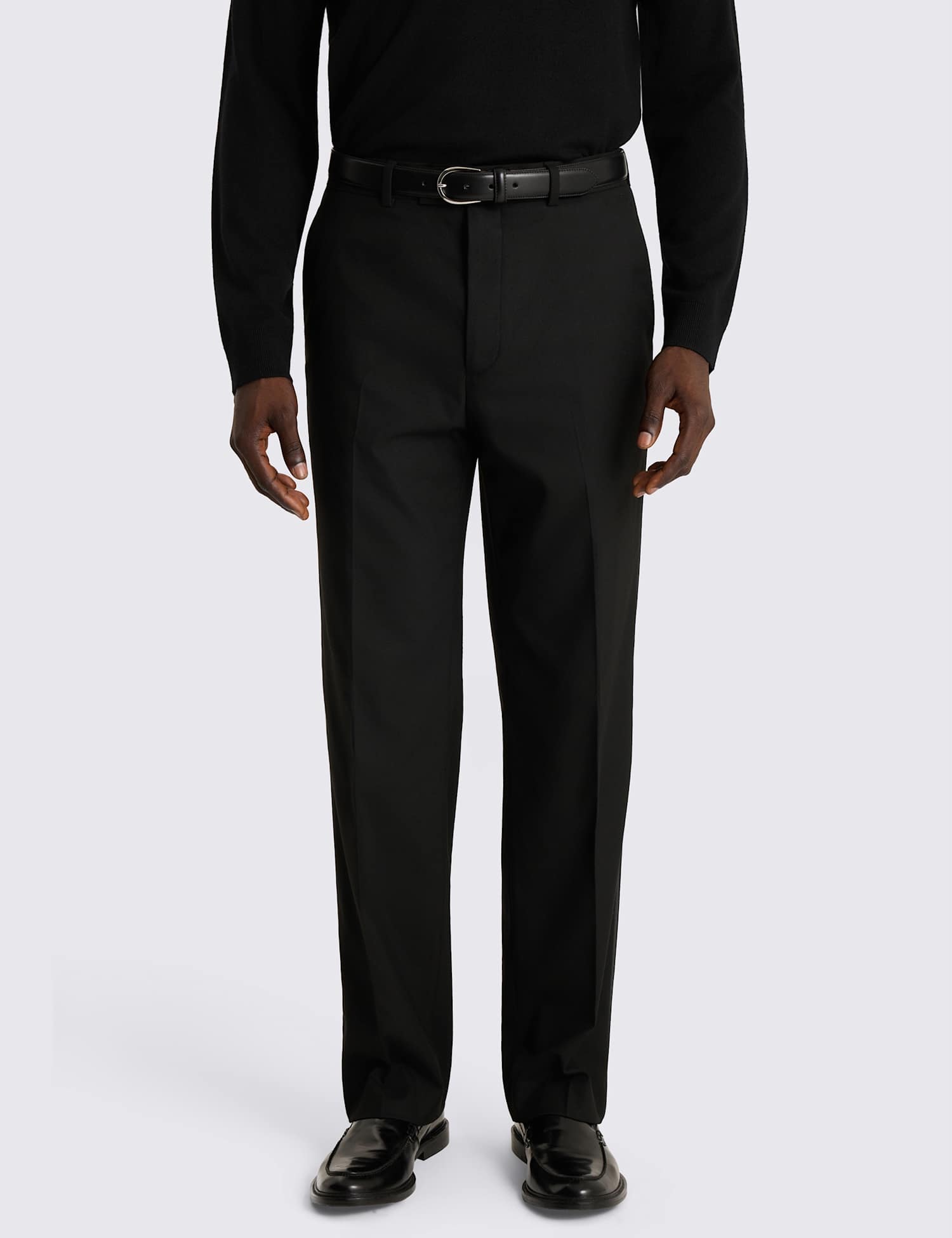 MOSS Relaxed Fit Flannel Tuxedo Trousers Black